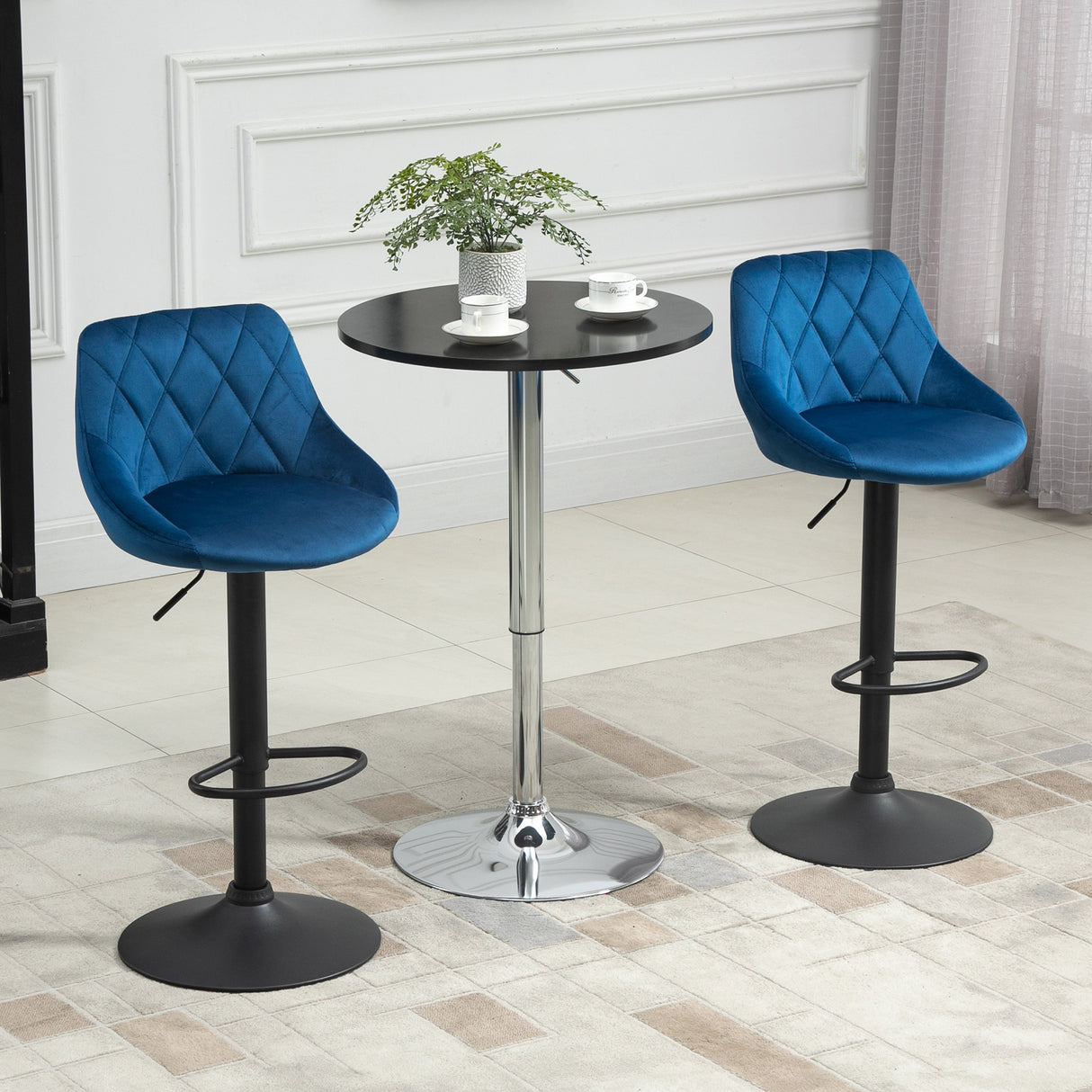 easycomfort easycomfort set 2 sgabelli da bar di design girevoli con altezza regolabile blu