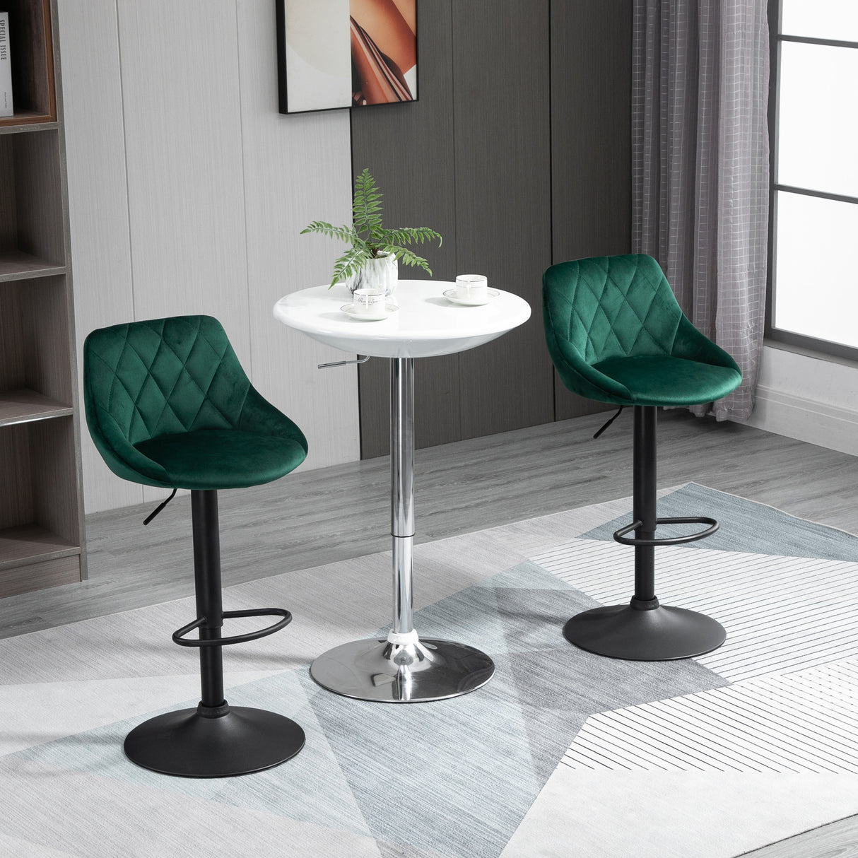 easycomfort easycomfort set 2 sgabelli da bar di design girevoli con altezza regolabile rivestimento effetto velluto verde