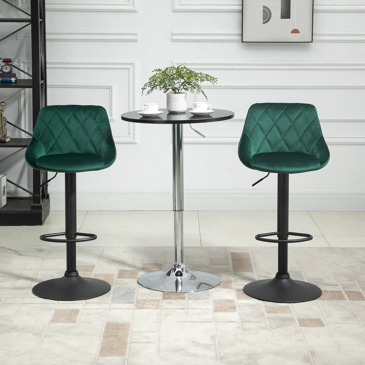 easycomfort easycomfort set 2 sgabelli da bar di design girevoli con altezza regolabile rivestimento effetto velluto verde