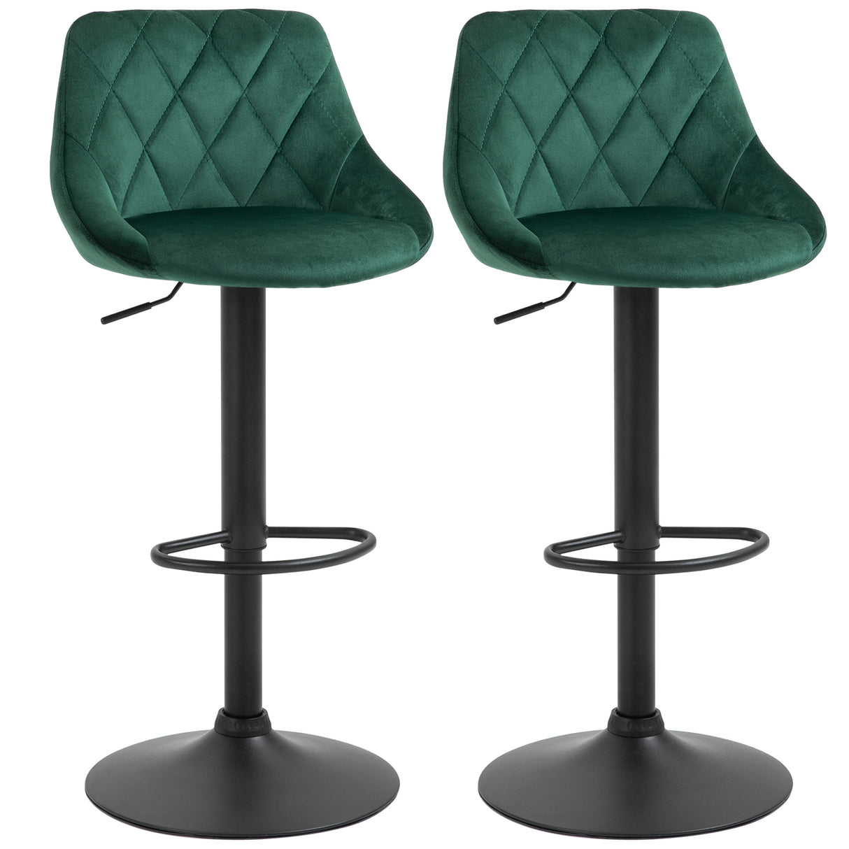 easycomfort easycomfort set 2 sgabelli da bar di design girevoli con altezza regolabile rivestimento effetto velluto verde