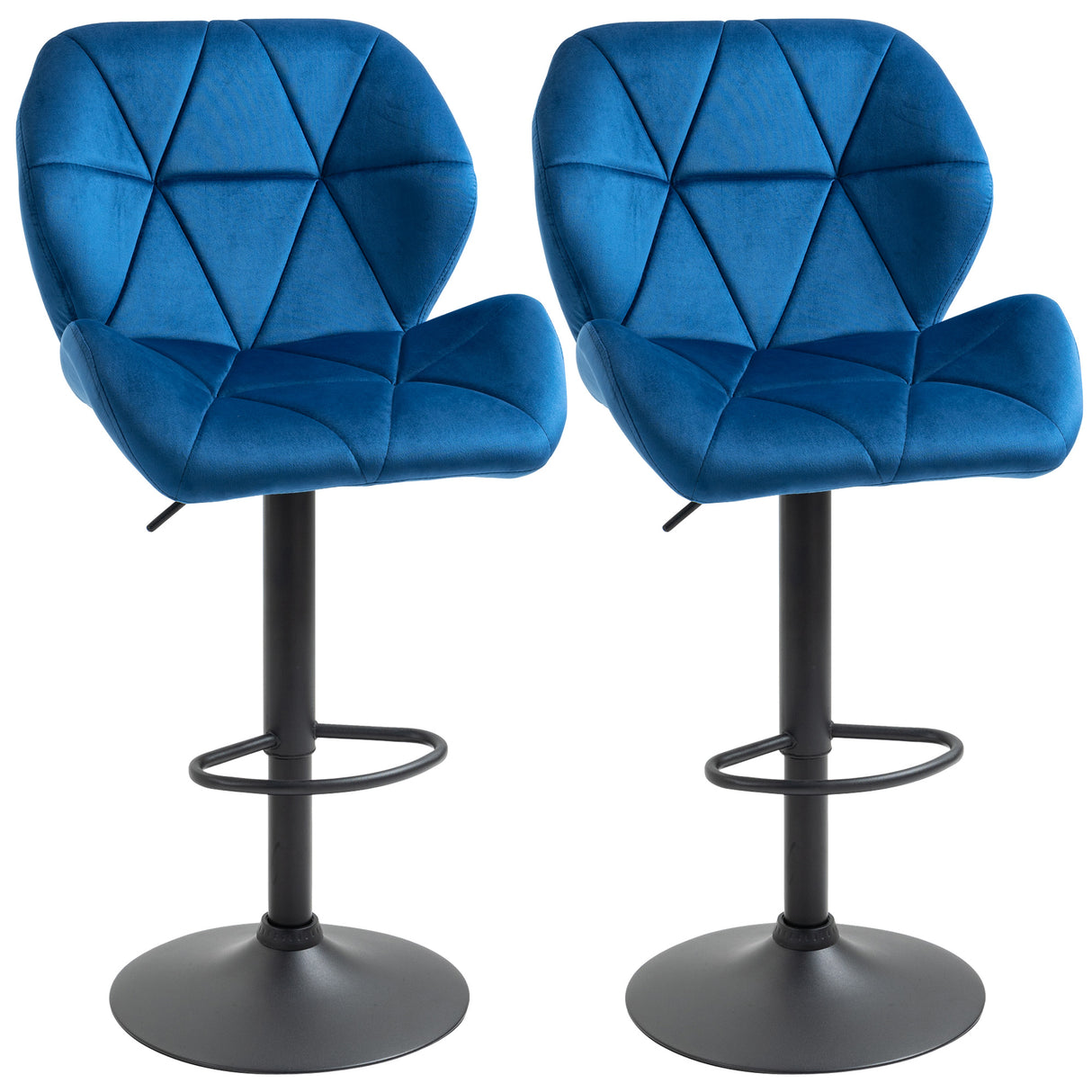 easycomfort easycomfort set 2 sgabelli da bar girevoli con altezza regolabile rivestimento velluto e base rotonda blu