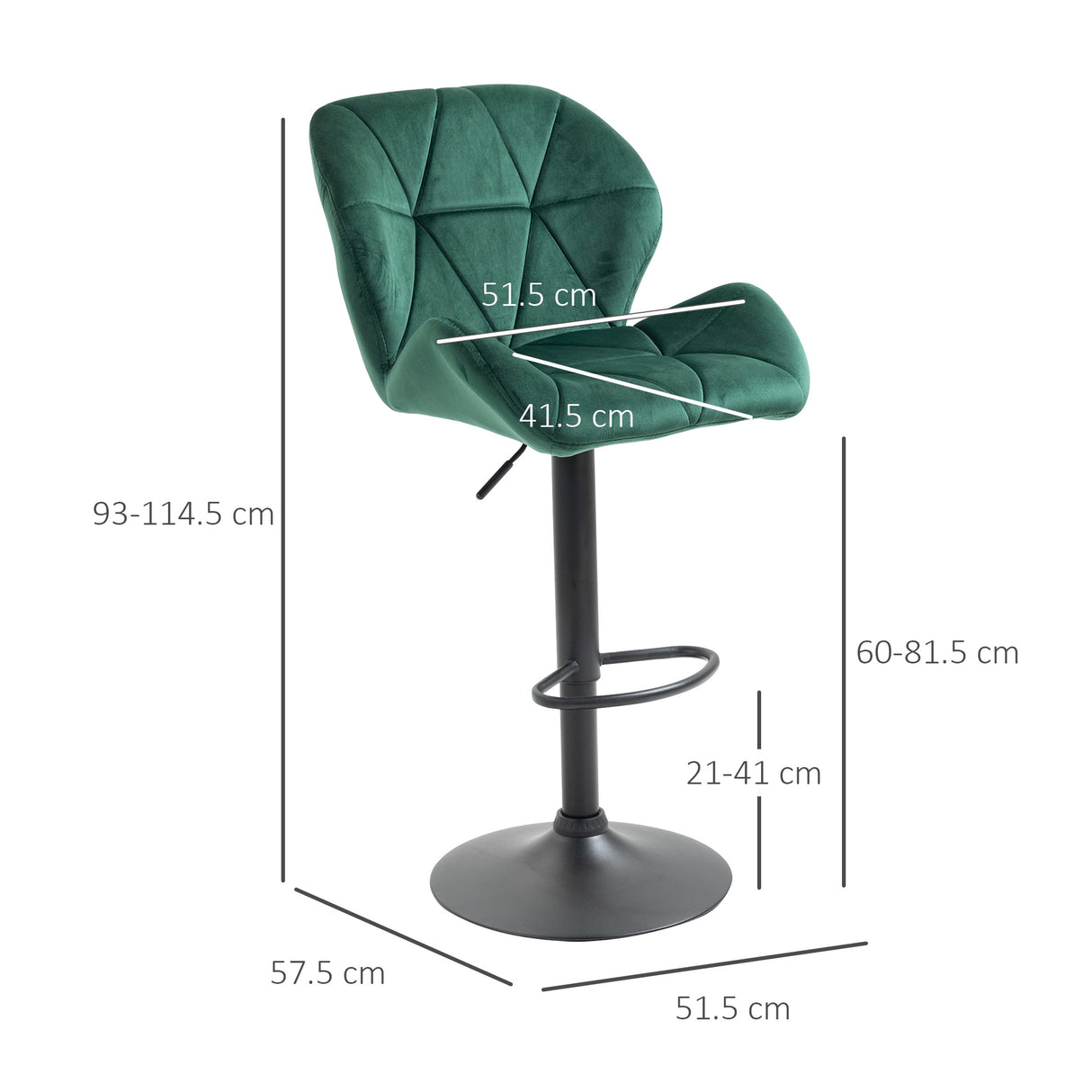 easycomfort easycomfort set 2 sgabelli da bar girevoli con altezza regolabile rivestimento velluto e base rotonda verde