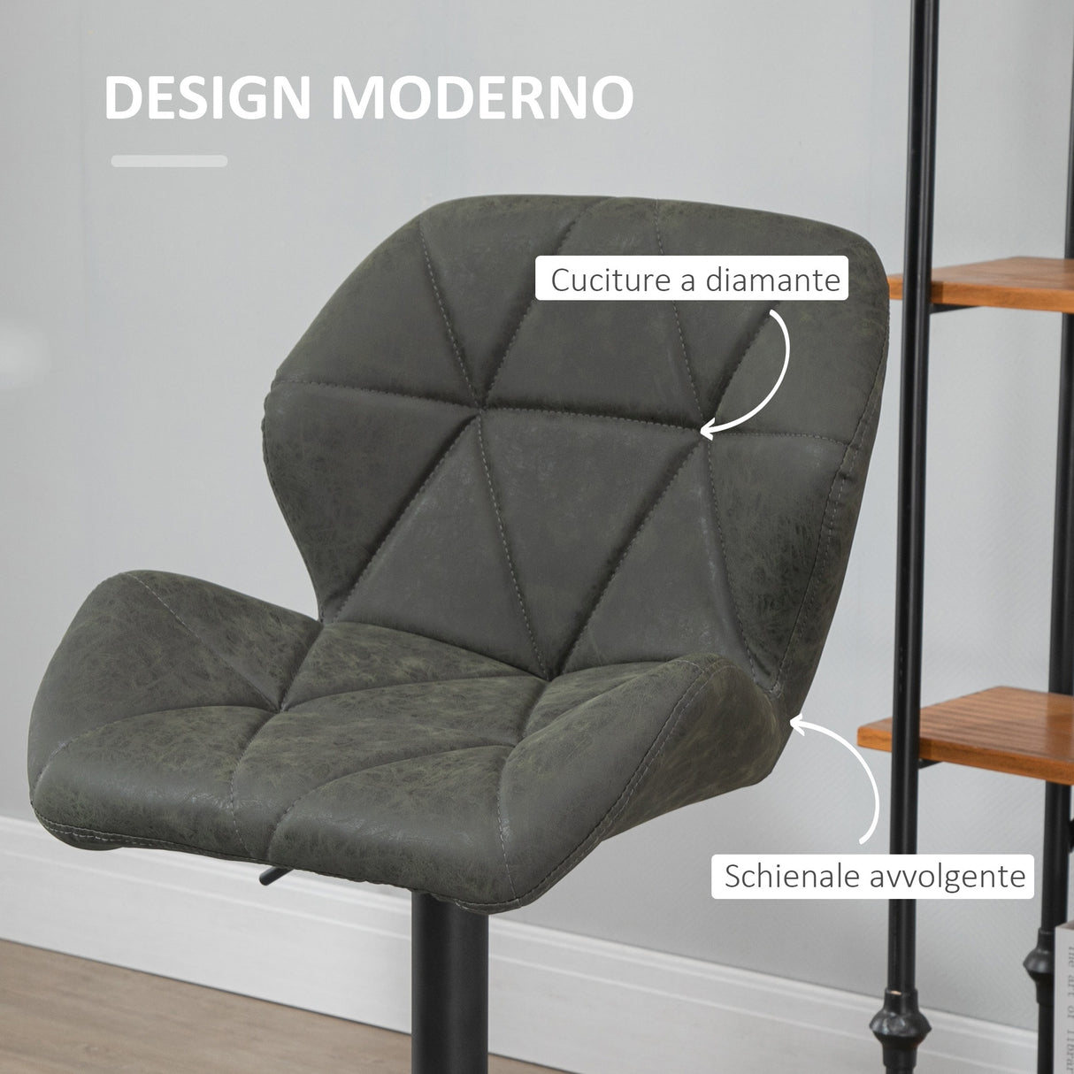 easycomfort easycomfort set 2 sgabelli da bar girevoli con altezza regolabile rivestimento similpelle e base rotonda grigio