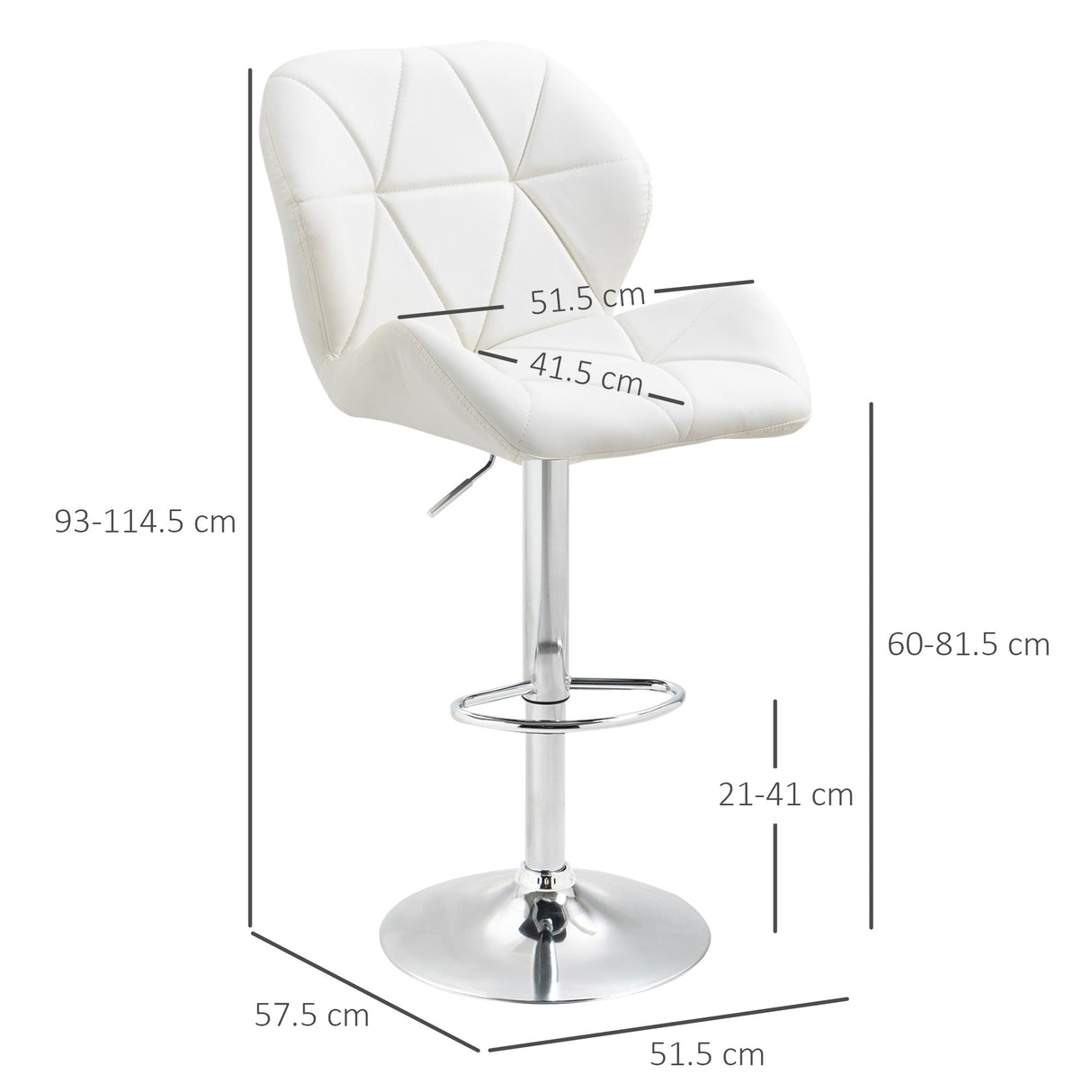 easycomfort easycomfort set 2 sgabelli da bar girevoli con altezza regolabile rivestimento similpelle e base rotonda bianco