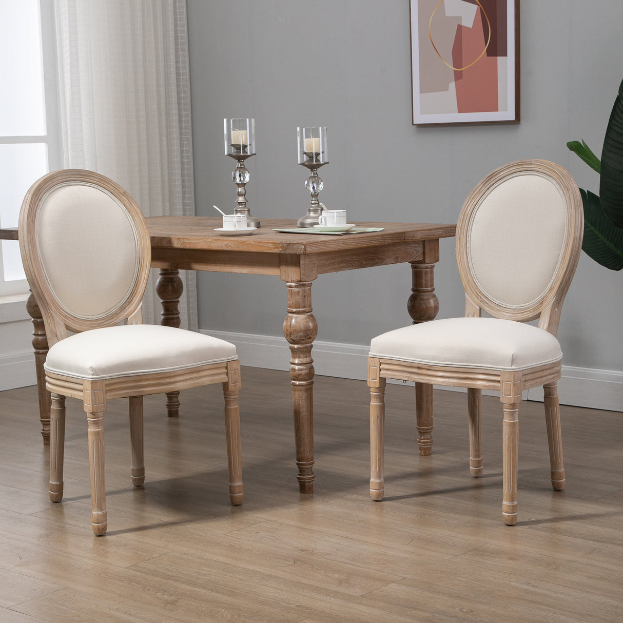 easycomfort easycomfort set 2 sedie imbottite per soggiorno stile vintage retro in legno e tessuto 49x56x96cm bianco