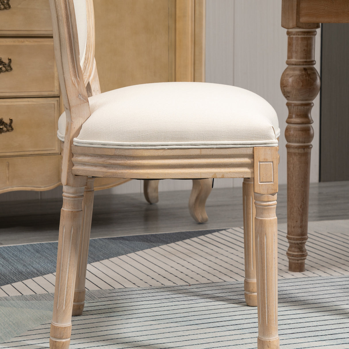 easycomfort easycomfort set 2 sedie imbottite per soggiorno stile vintage retro in legno e tessuto 49x56x96cm bianco