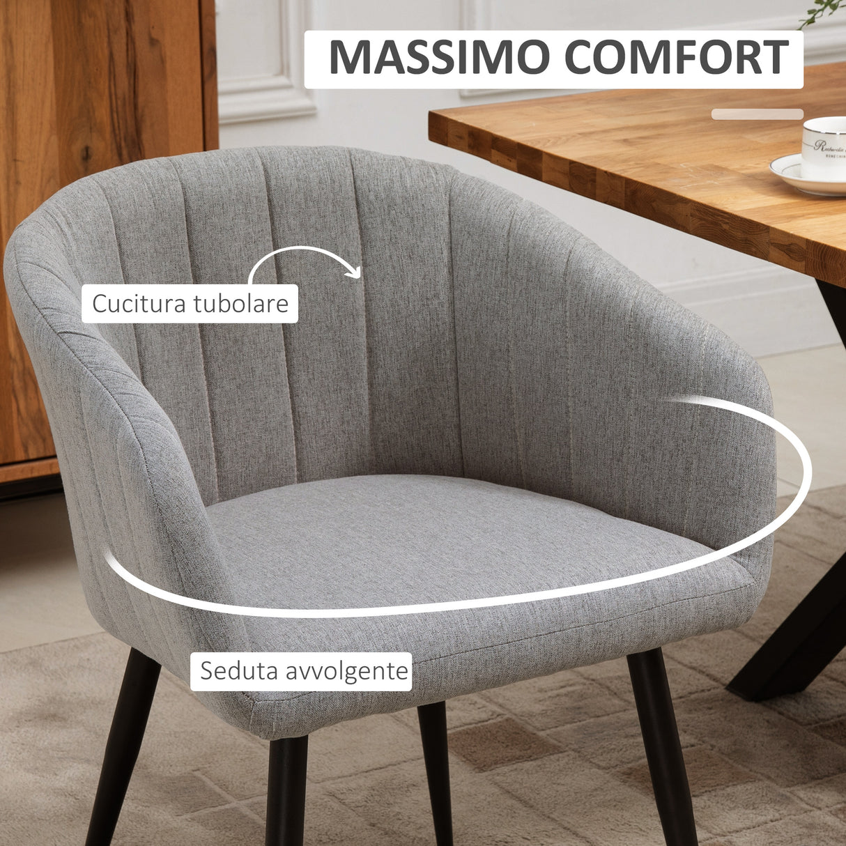 easycomfort easycomfort set di 2 sedie imbottite moderne con rivestimento in tessuto sedie per soggiorno e salotto grigio chiaro