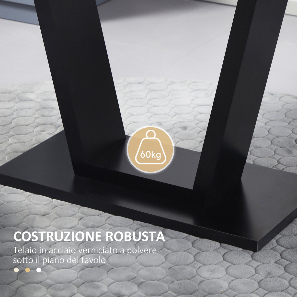 easycomfort easycomfort tavolo da pranzo per 4 6 persone con piano effetto marmo e base in acciaio 140x80x76cm nero