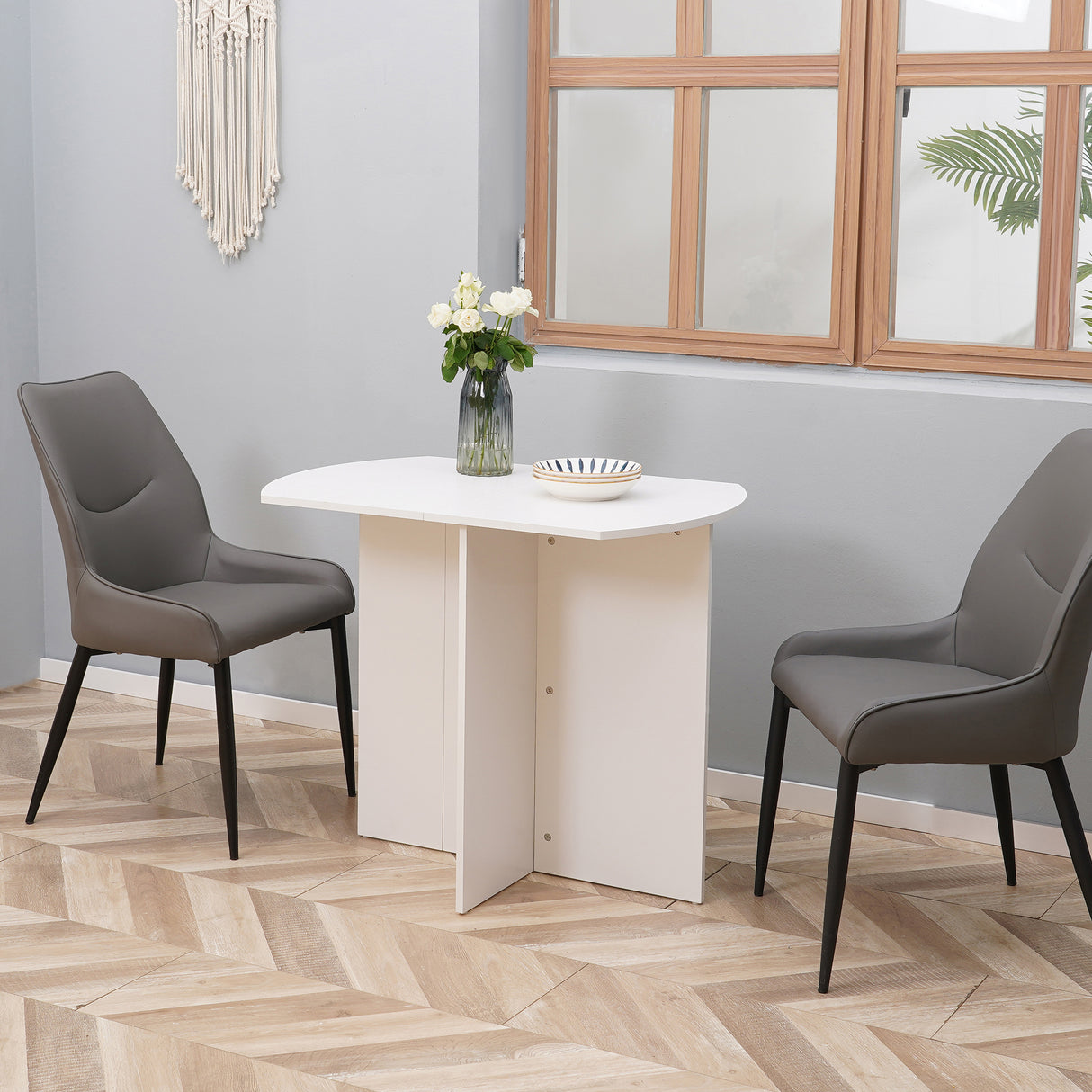 easycomfort easycomfort tavolo da pranzo pieghevole salvaspazio in legno 90x60x74cm bianco