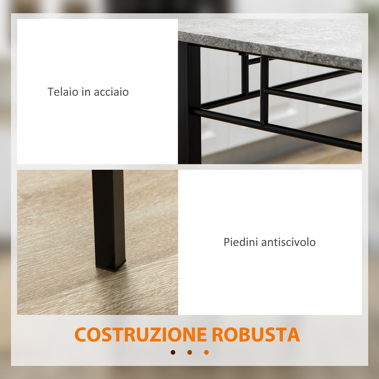 easycomfort easycomfort set tavolo e sedie 5pz tavolo da pranzo rettangolare in metallo e mdf e 4 sedie da pranzo grigio e nero