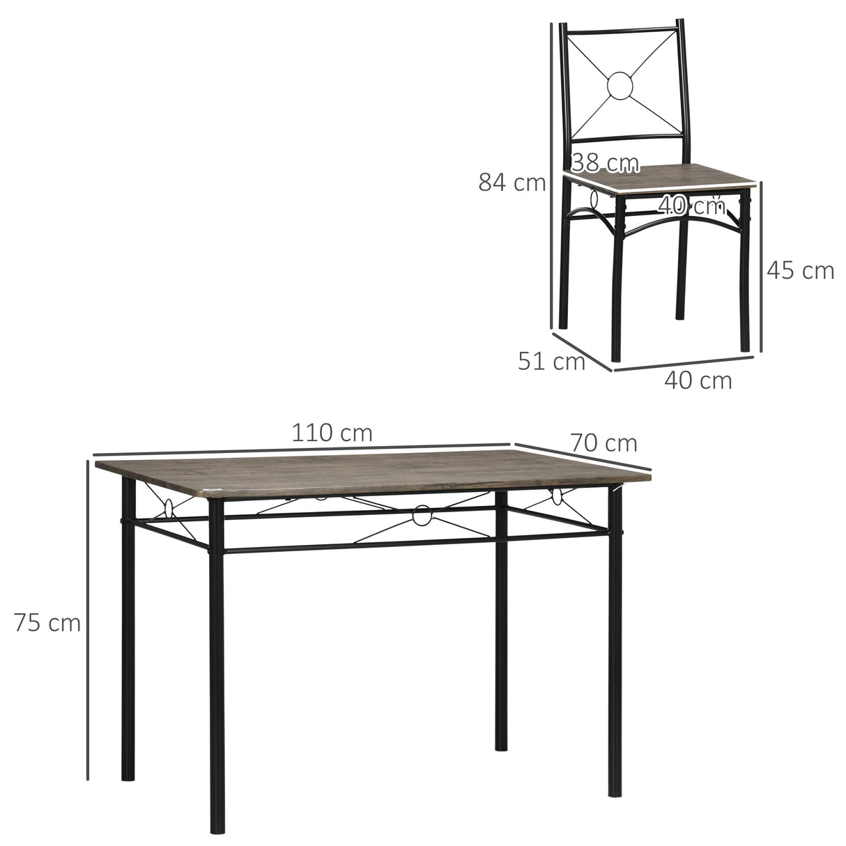 easycomfort easycomfort tavolo da pranzo con 4 sedie set 5 pezzi in mdf e metallo per sala da pranzo cucina soggiorno e bar
