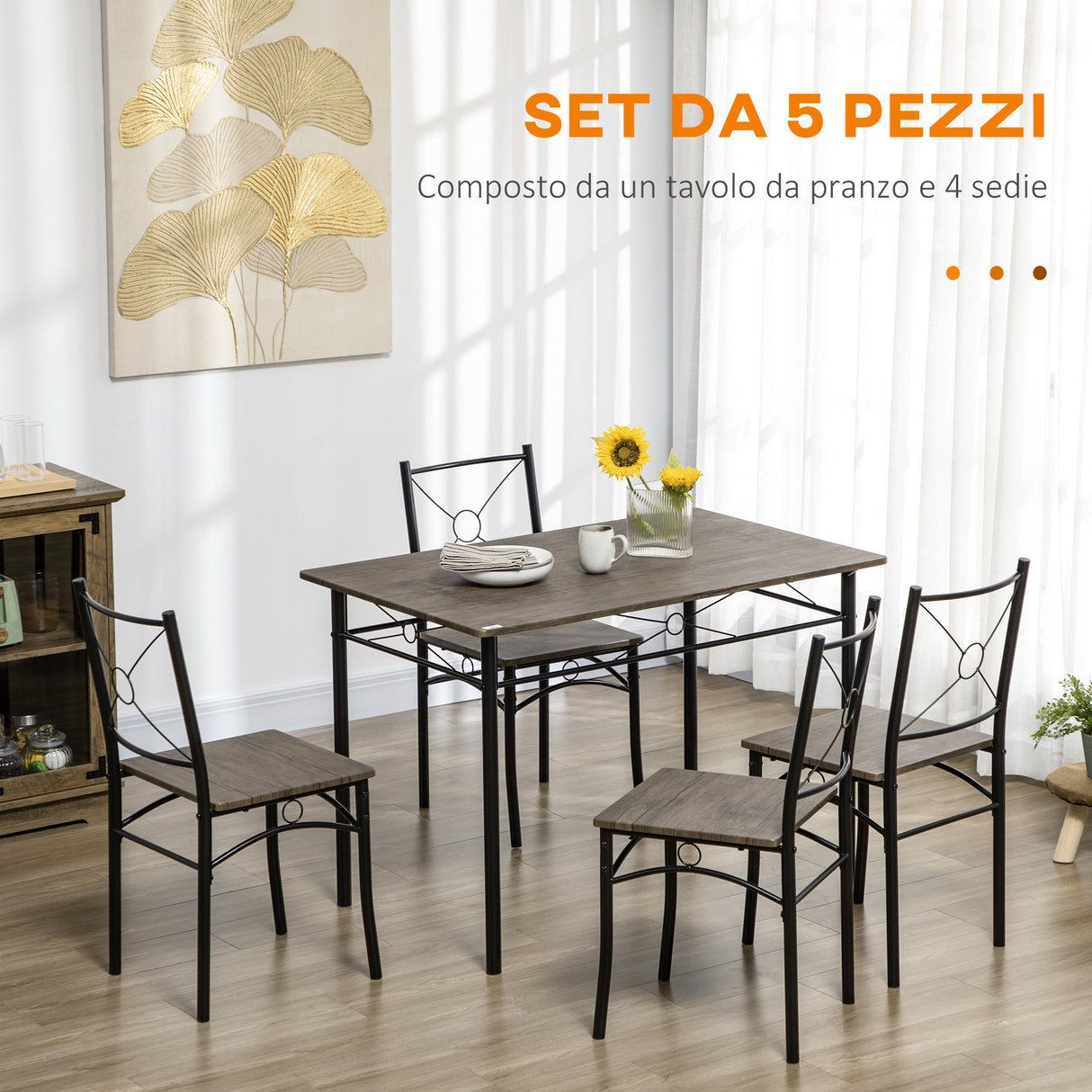 easycomfort easycomfort tavolo da pranzo con 4 sedie set 5 pezzi in mdf e metallo per sala da pranzo cucina soggiorno e bar