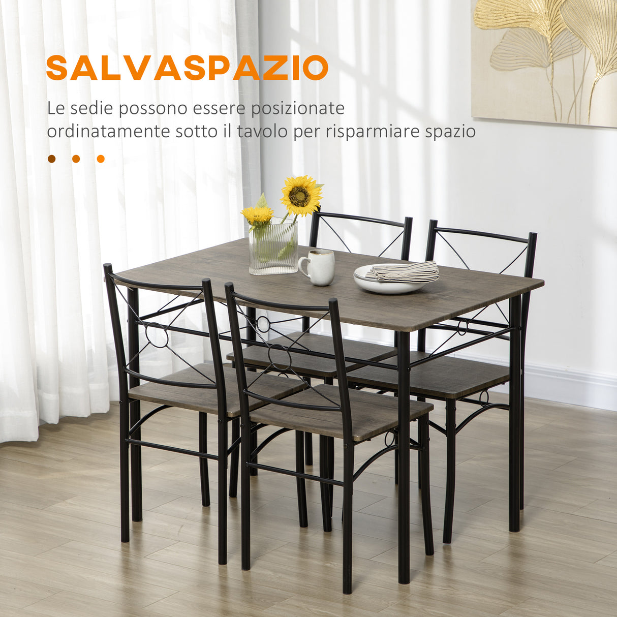 easycomfort easycomfort tavolo da pranzo con 4 sedie set 5 pezzi in mdf e metallo per sala da pranzo cucina soggiorno e bar