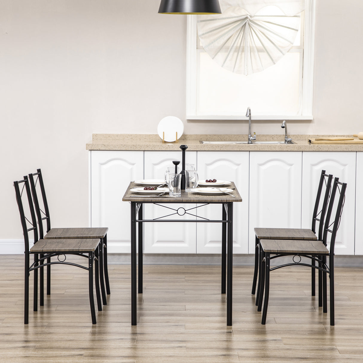easycomfort easycomfort tavolo da pranzo con 4 sedie set 5 pezzi in mdf e metallo per sala da pranzo cucina soggiorno e bar