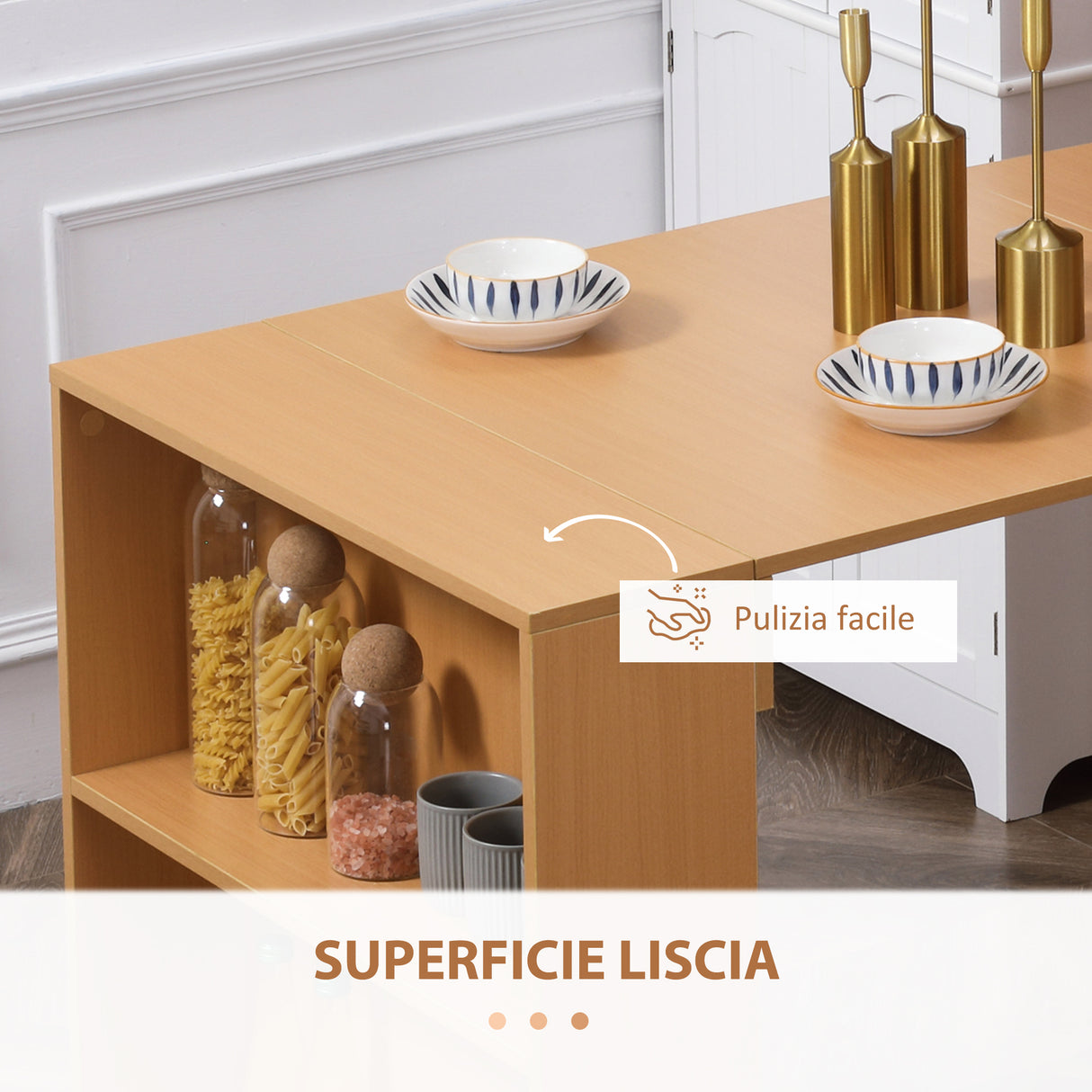 easycomfort easycomfort tavolo pieghevole da pranzo max 3 persone in truciolato e acciaio 75x144x144 5 cm color legno