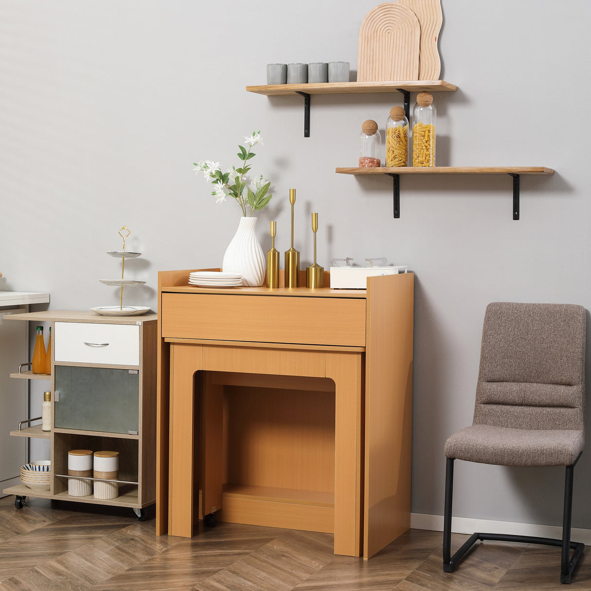 easycomfort easycomfort tavolo pieghevole da pranzo max 5 persone in truciolato e acciaio 84x180x100 cm color legno