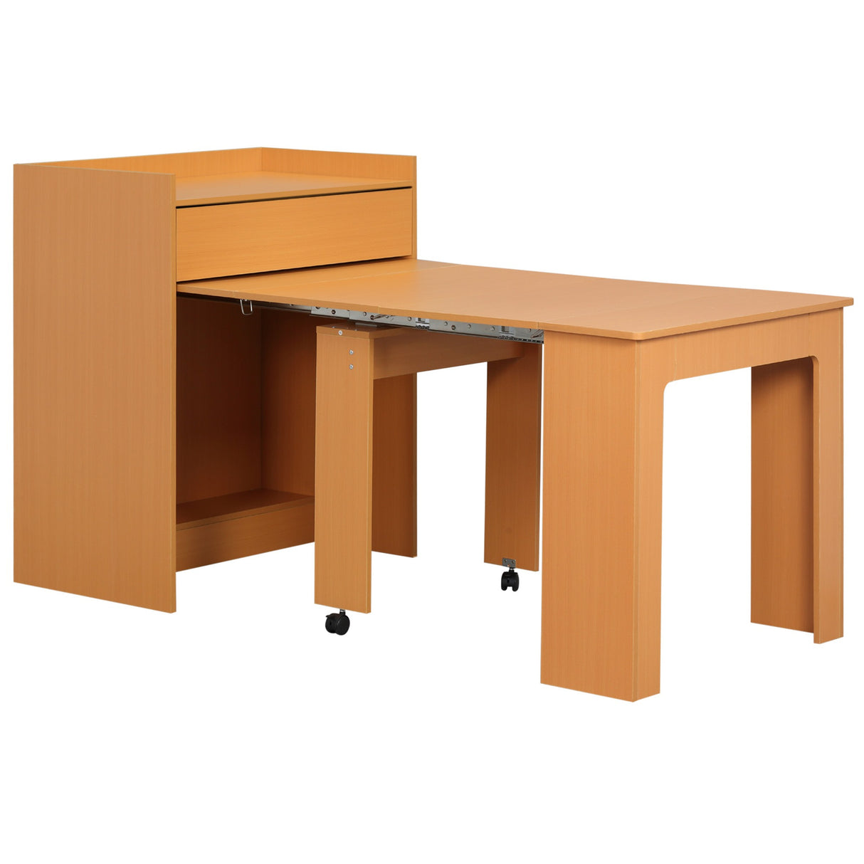 easycomfort easycomfort tavolo pieghevole da pranzo max 5 persone in truciolato e acciaio 84x180x100 cm color legno