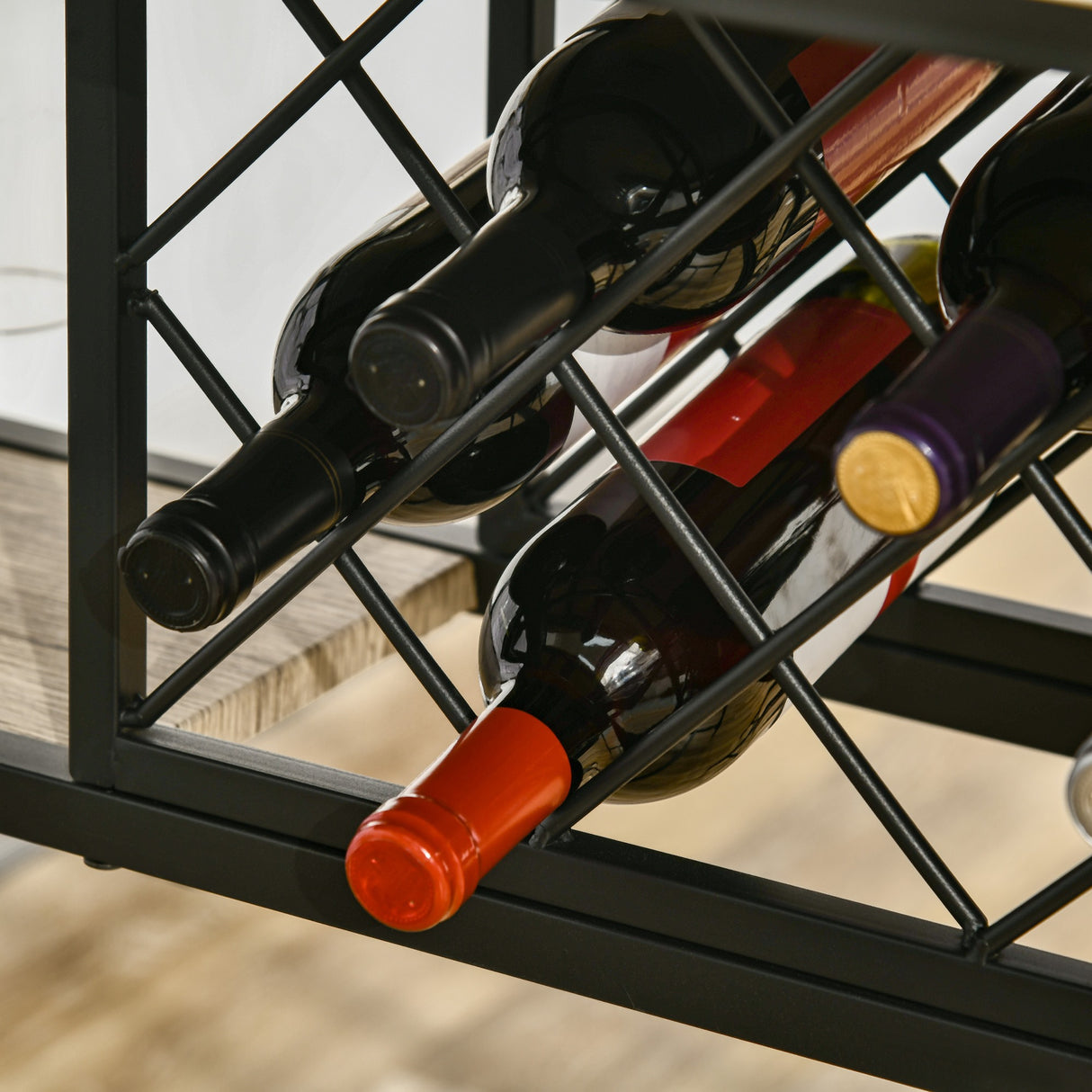 easycomfort easycomfort tavolo da bar industriale da 10 bottiglie in truciolato e acciaio 120x60x91 cm nero e color legno