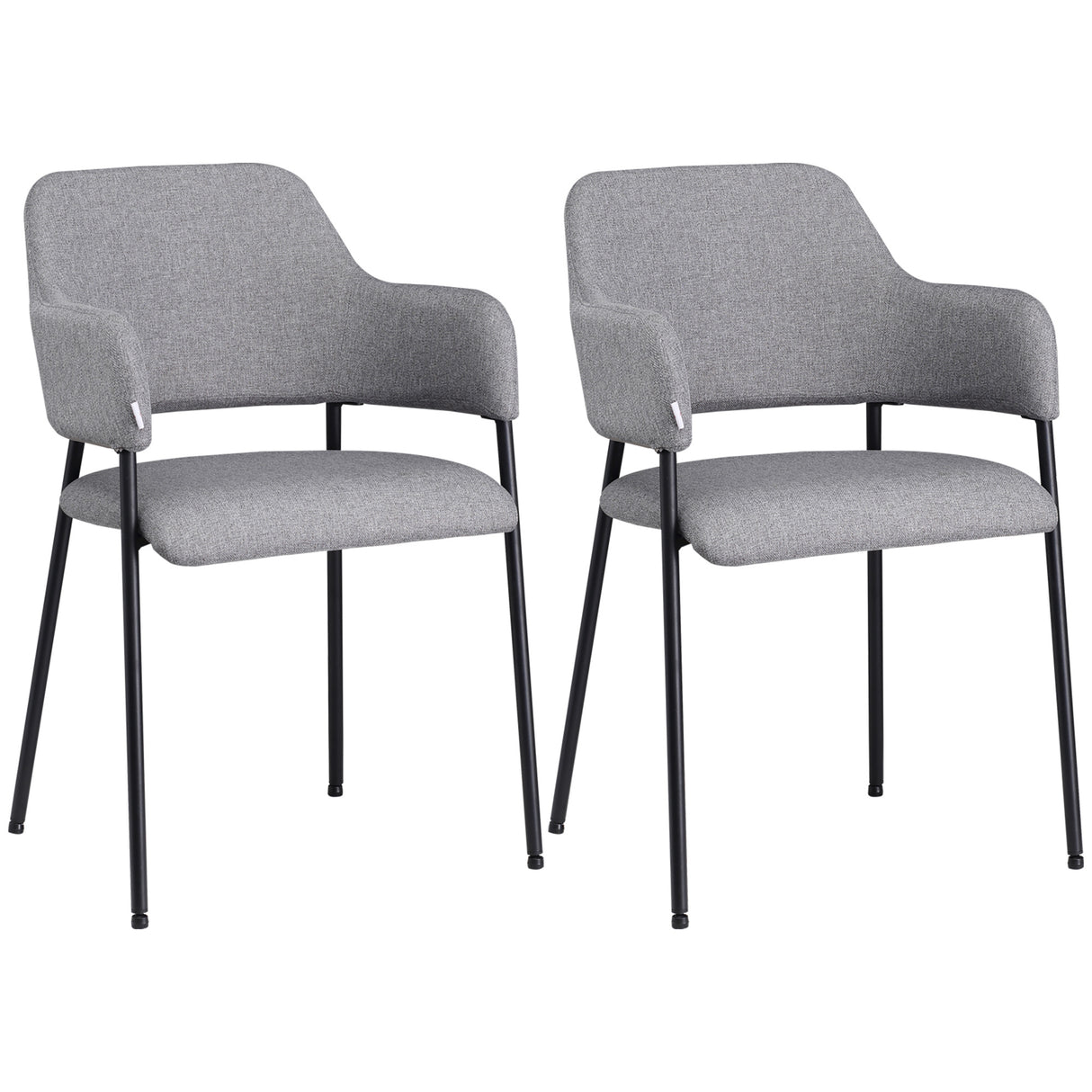 easycomfort easycomfort set da 2 sedie imbottite moderne in tessuto con braccioli e gambe in acciaio 54x54x84cm grigio