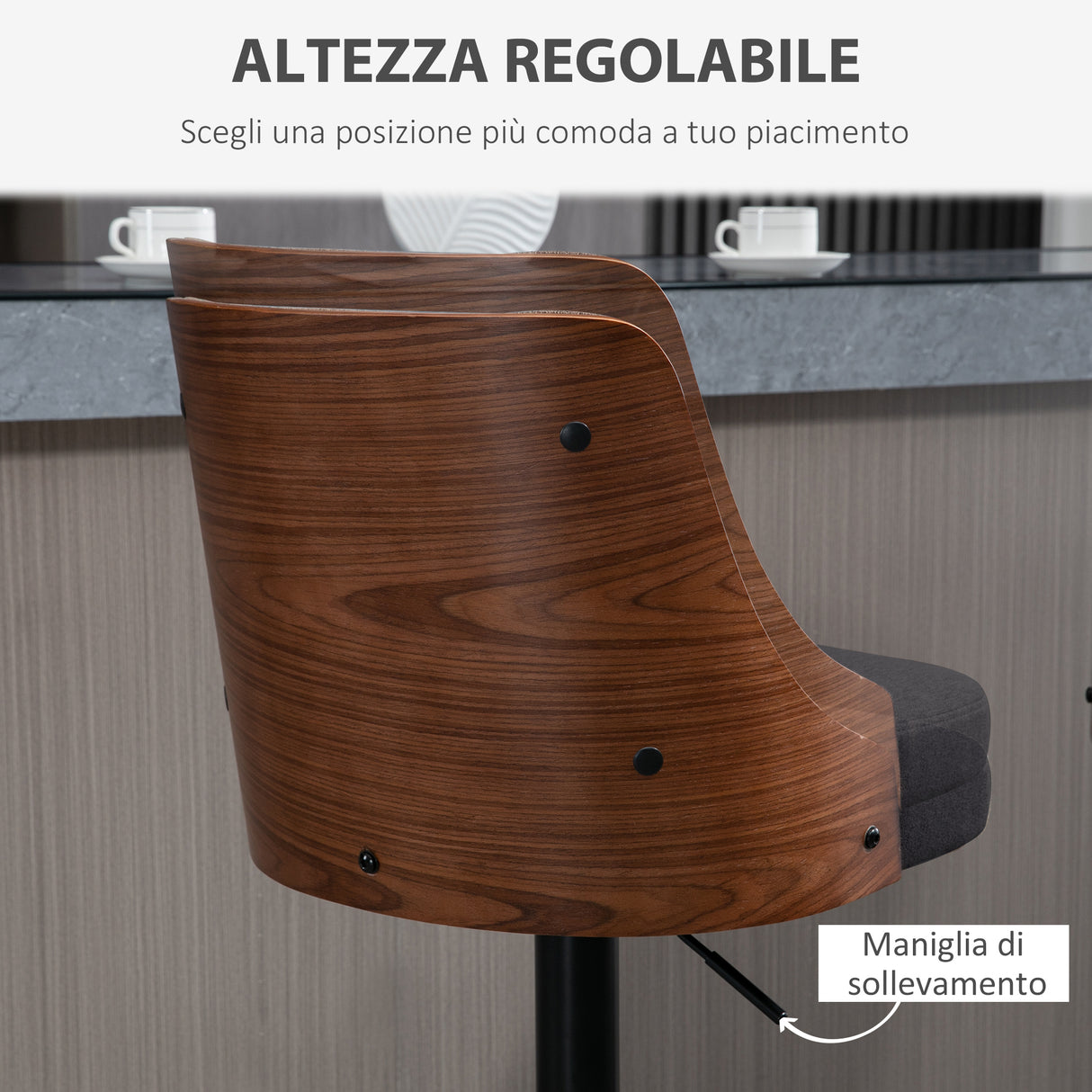 easycomfort easycomfort set 2 sgabelli da bar girevoli ad altezza regolabile per cucina e soggiorno 47 5x50x93 5 116 cm nero e noce