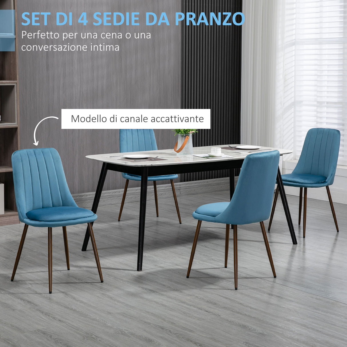 easycomfort easycomfort sedie da cucina imbottite set 4 pezzi in poliestere e acciaio 47x55x86 cm blu