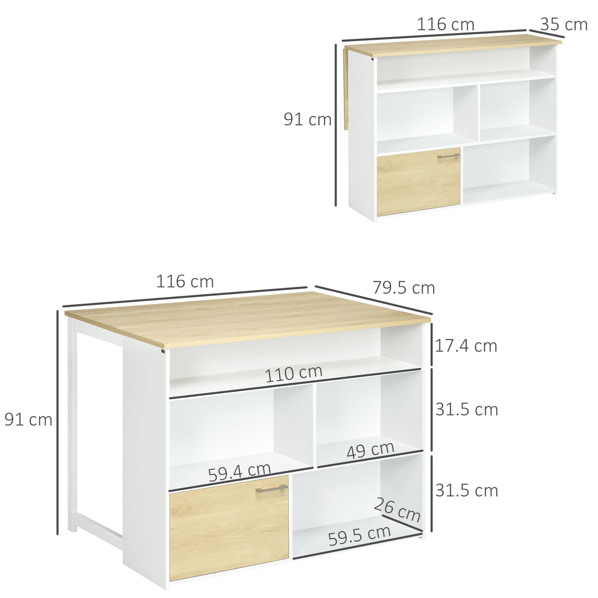 easycomfort easycomfort tavolo da bar moderno in mdf per 2 persone con 4 ripiani aperti e armadietto 116x79 5x91 cm
