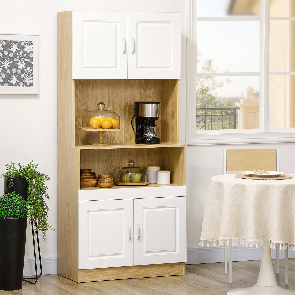 easycomfort easycomfort mobile dispensa alto in truciolato a 4 ante con armadietti e ripiano aperto 80x40x180 cm