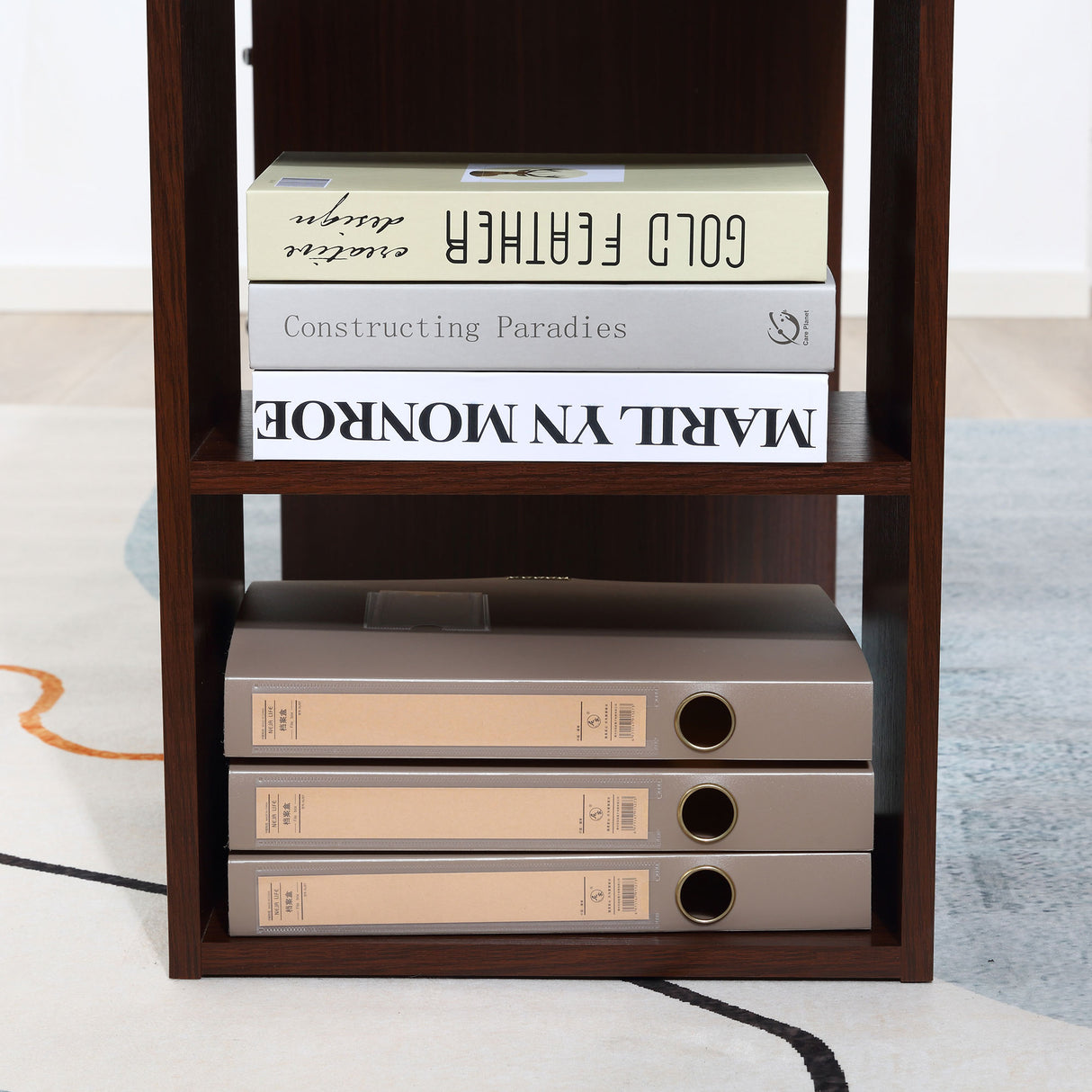 easycomfort easycomfort scrivania ufficio con 3 cassetti e 3 ripiani reversibili in legno 120x49x72cm noce