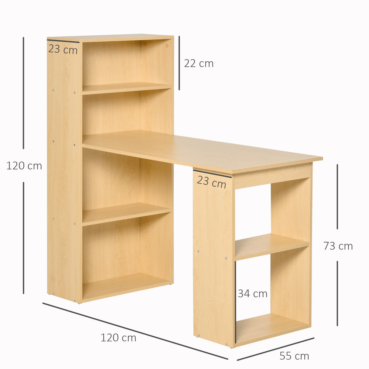 easycomfort easycomfort scrivania moderna con libreria in legno naturale 120x55x120cm ean 8054144134253