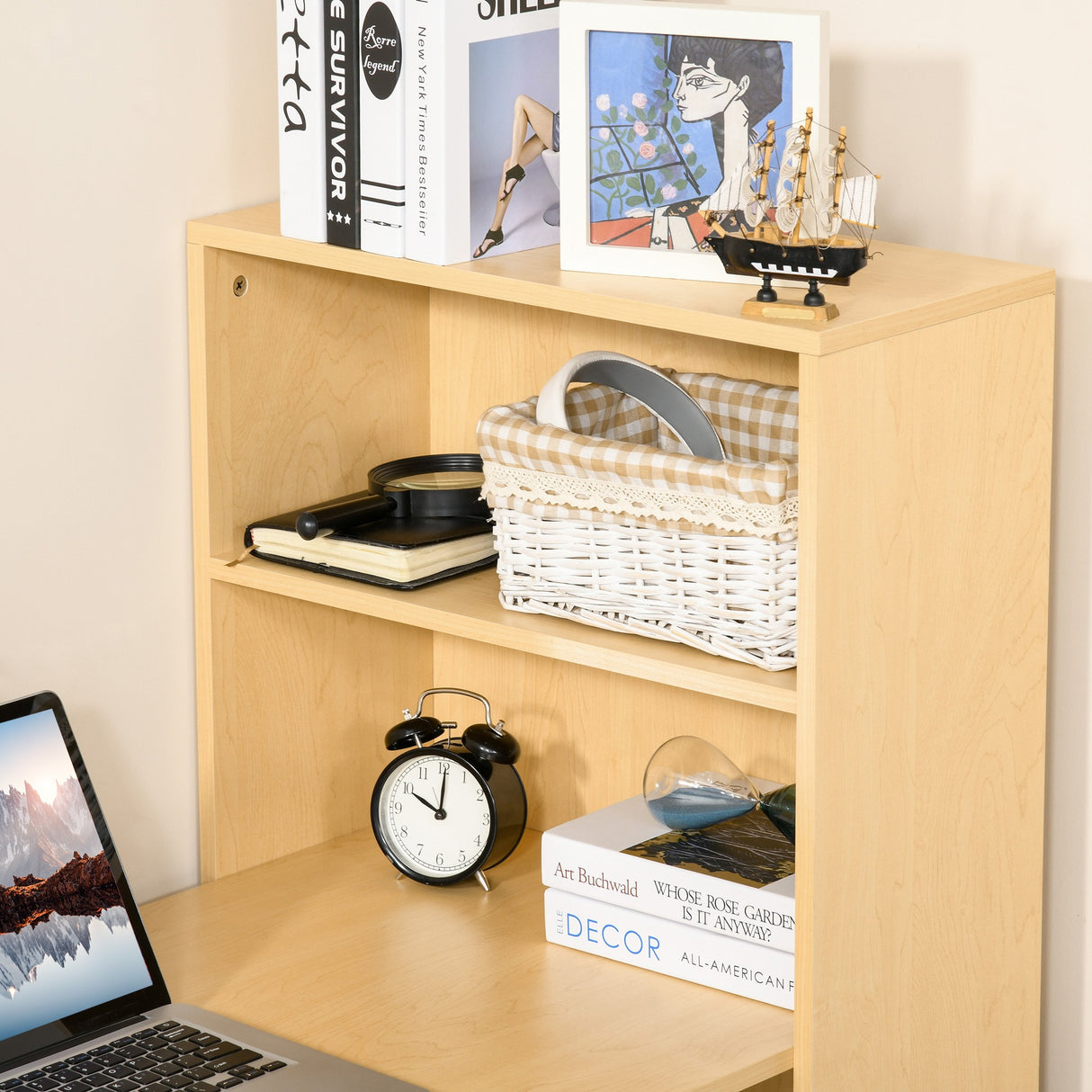 easycomfort easycomfort scrivania moderna con libreria in legno naturale 120x55x120cm ean 8054144134253