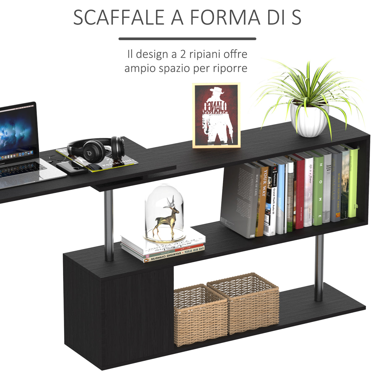 easycomfort easycomfort scrivania angolare per computer con scaffali routazione a 360 forma l in legno ean 8054111846684