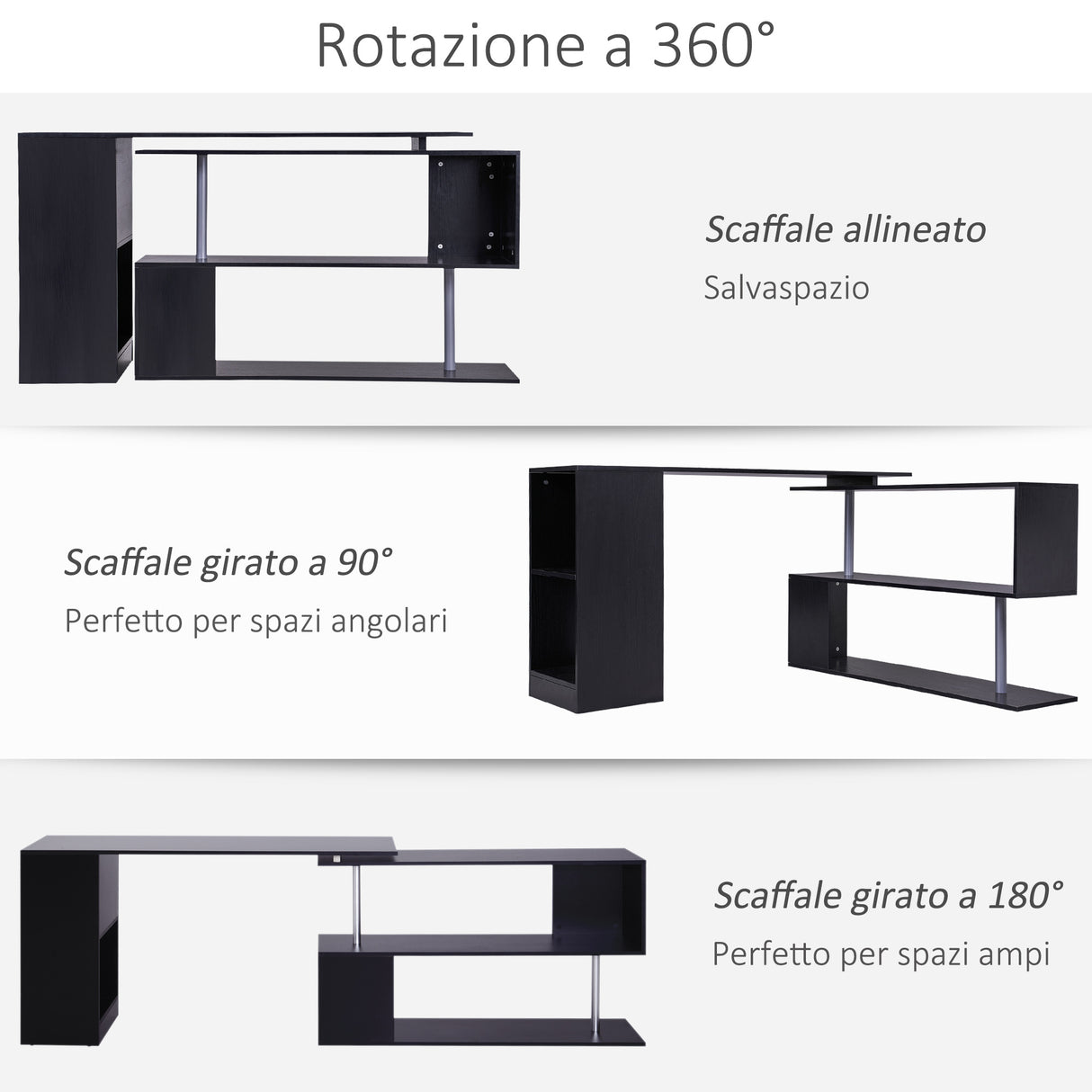 easycomfort easycomfort scrivania angolare per computer con scaffali routazione a 360 forma l in legno ean 8054111846684