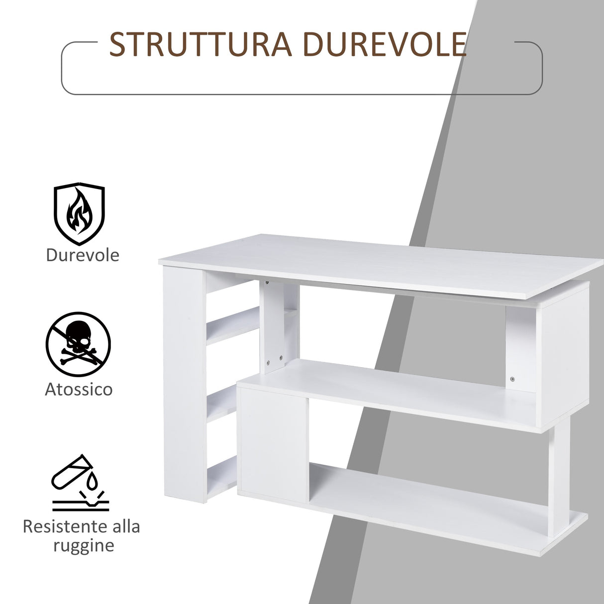 easycomfort easycomfort scrivania ad angolo con 5 ripiani bianca 120 x 100 x 74.5cm ean 8054111845861