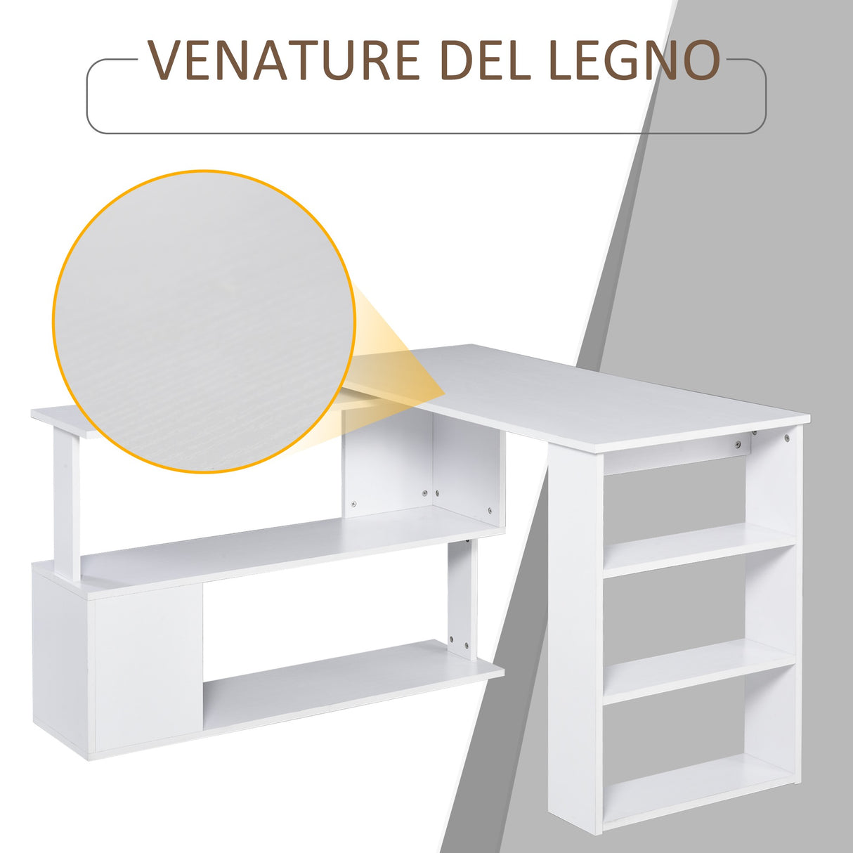 easycomfort easycomfort scrivania ad angolo con 5 ripiani bianca 120 x 100 x 74.5cm ean 8054111845861