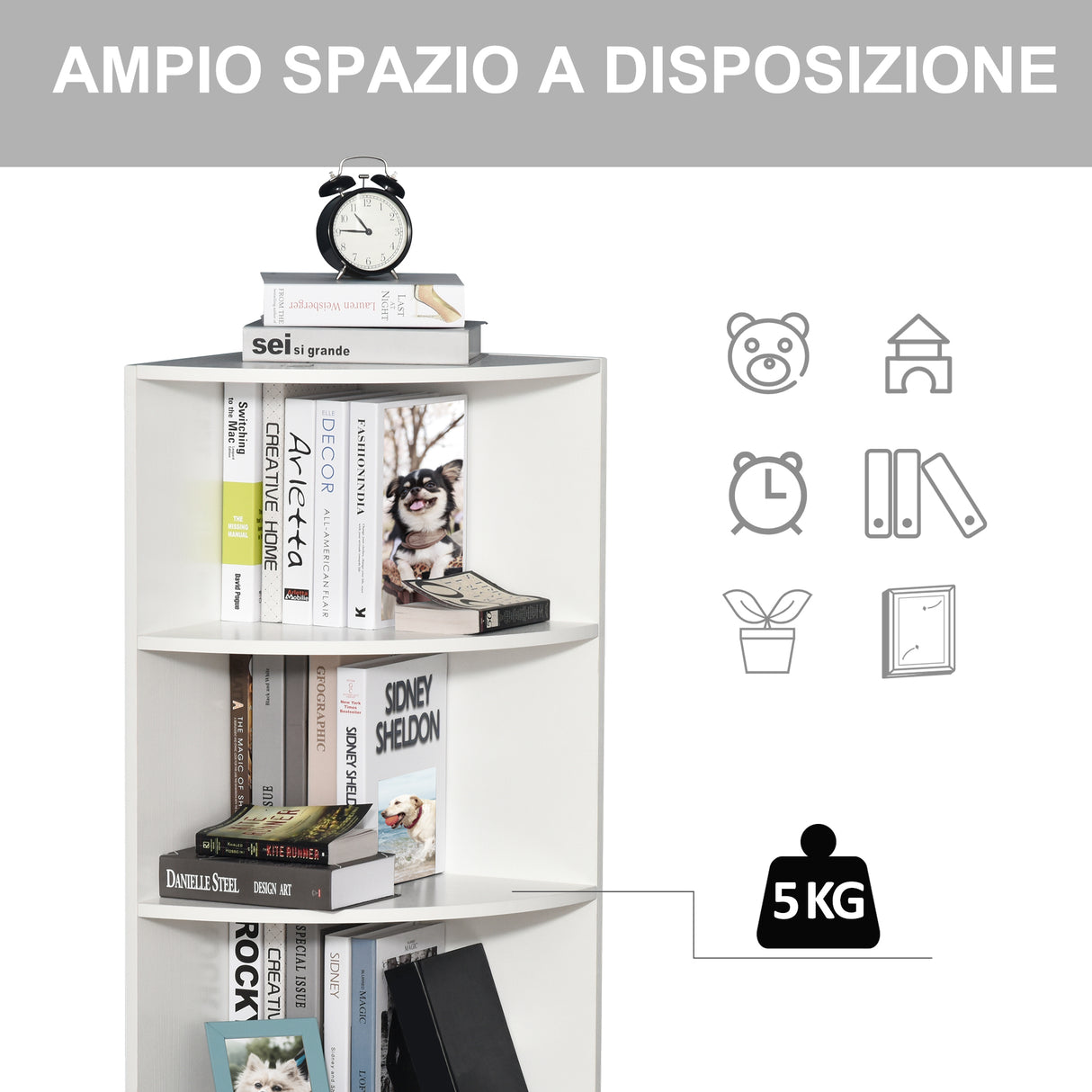 easycomfort easycomfort libreria ad angolo 4 ripiani a muro e parete 39.5x39.5x120cm bianco legno ean 8054144131085