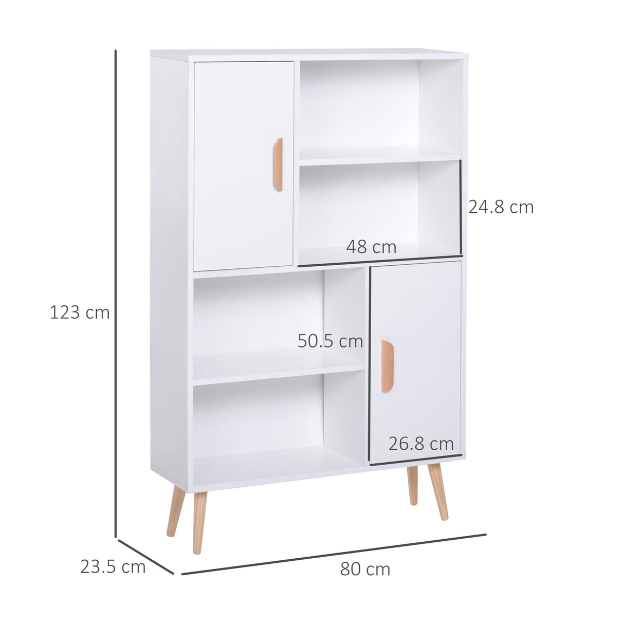 easycomfort easycomfort libreria scaffale multifunzionale salvaspazio con 2 porte da soggiorno pannelli particelle 80 x 23.5 x 123cm ean 8054144132976