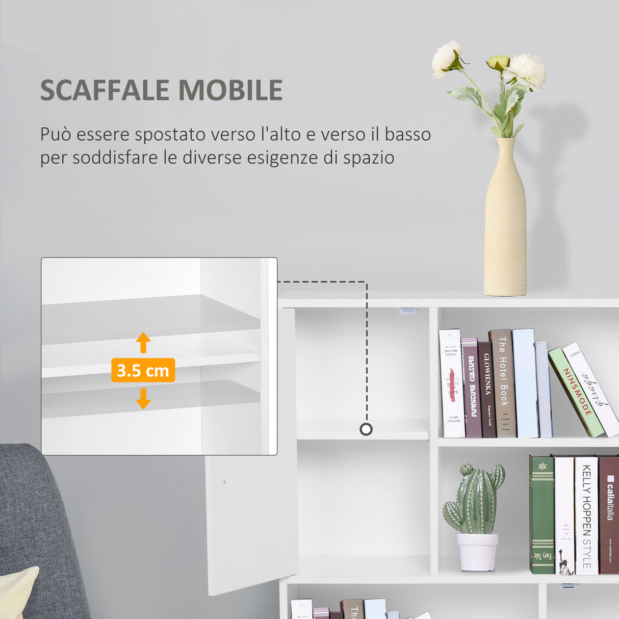 easycomfort easycomfort libreria scaffale multifunzionale salvaspazio con 2 porte da soggiorno pannelli particelle 80 x 23.5 x 123cm ean 8054144132976