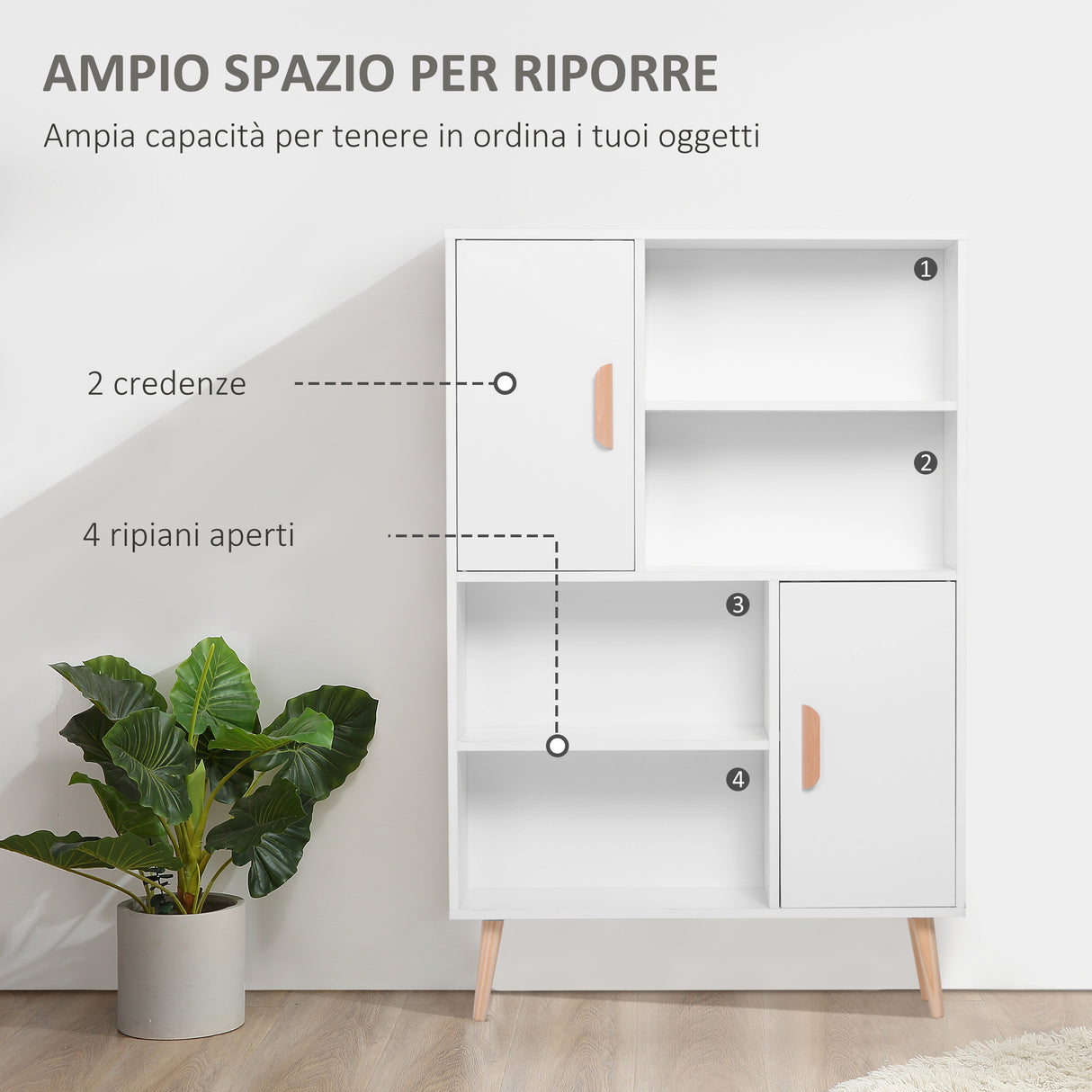 easycomfort easycomfort libreria scaffale multifunzionale salvaspazio con 2 porte da soggiorno pannelli particelle 80 x 23.5 x 123cm ean 8054144132976