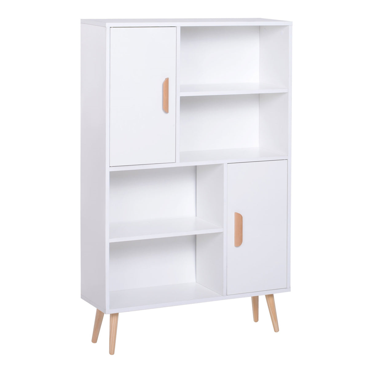 easycomfort easycomfort libreria scaffale multifunzionale salvaspazio con 2 porte da soggiorno pannelli particelle 80 x 23.5 x 123cm ean 8054144132976