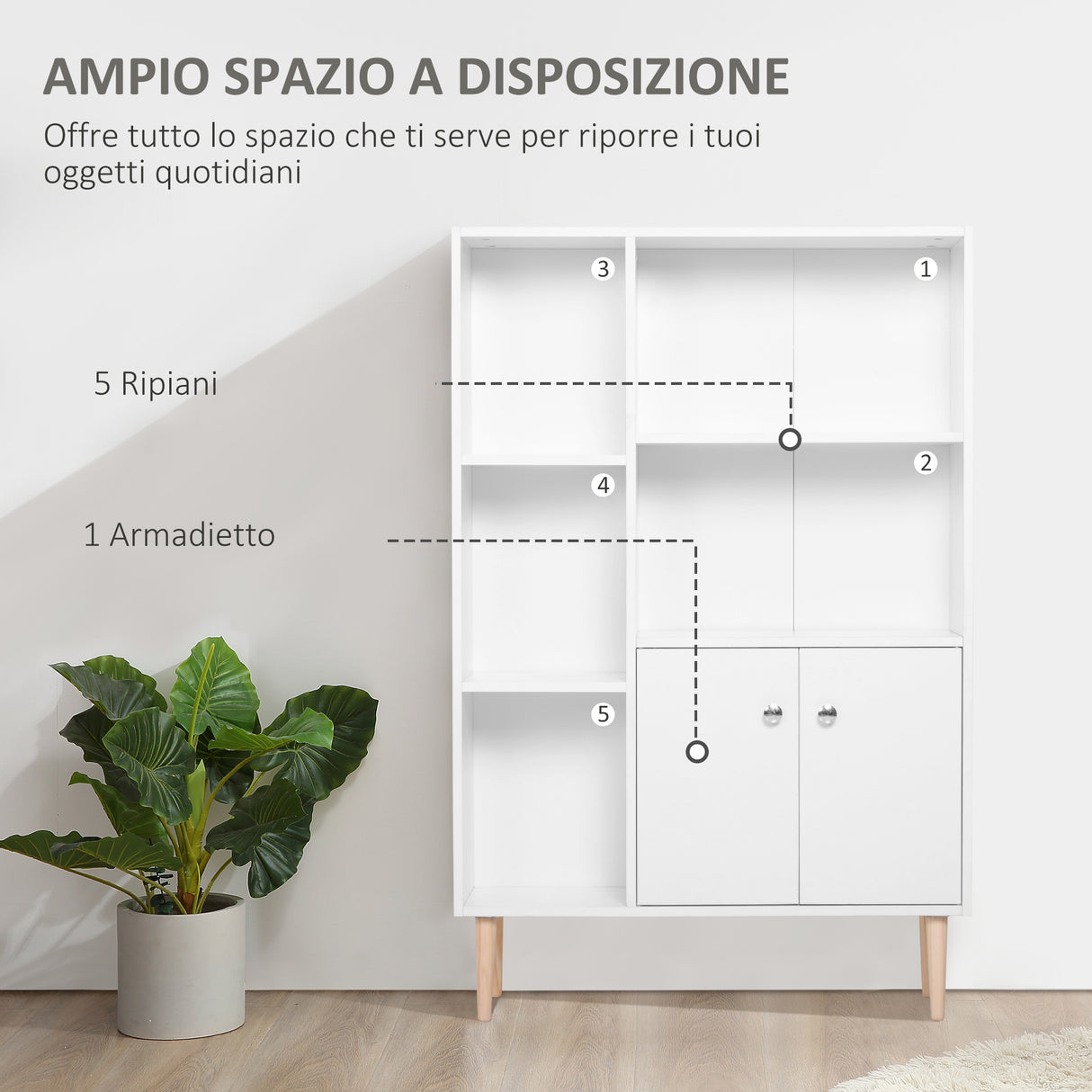 easycomfort easycomfort mobiletto libreria con piedini in legno di pino bianco 80 x 23 5 x 118cm ean 8054144130347