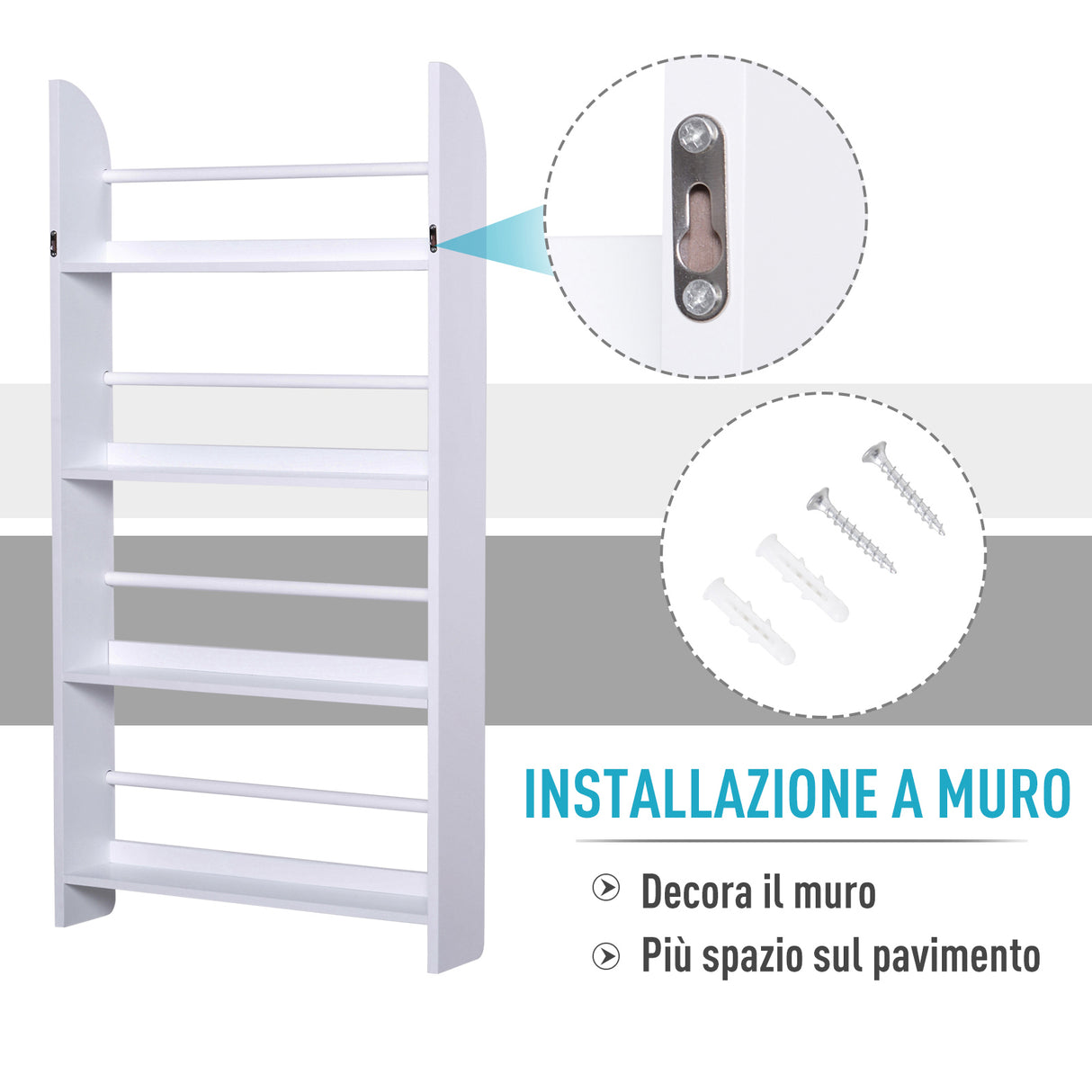 easycomfort easycomfort libreria scaffale da parete 4 mensole in legno bianco 59 x 12 x 113cm ean 8054111841955