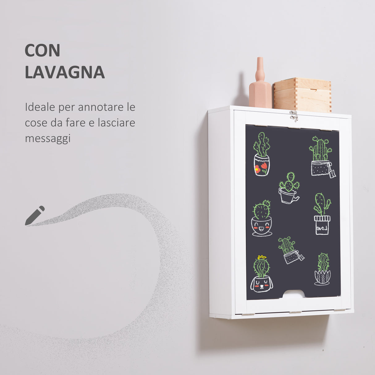 easycomfort easycomfort tavolo scrivania pieghevole a muro con lavagna bianco e nero 60 x 94.5 x 147cm ean 8054144130293
