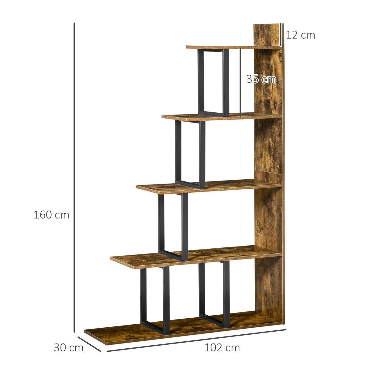 easycomfort easycomfort libreria stile industriale 5 livelli 102 x 30 x 160 cm ean 8054111844178