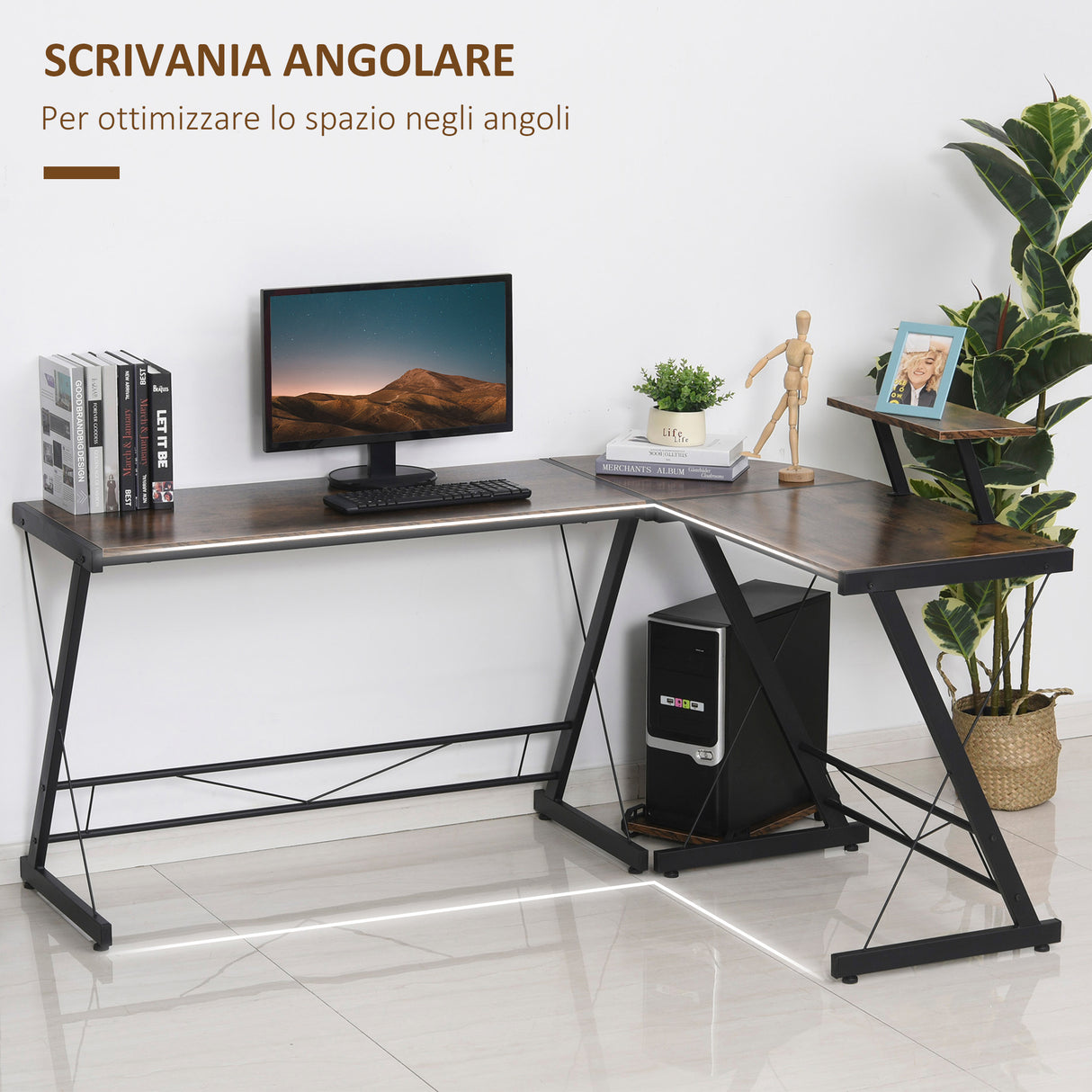 easycomfort easycomfort scrivania angolare reversibile per computer e pc in stile industriale per ufficio o camera in legno 155x115x91.5cm ean 8055776912721