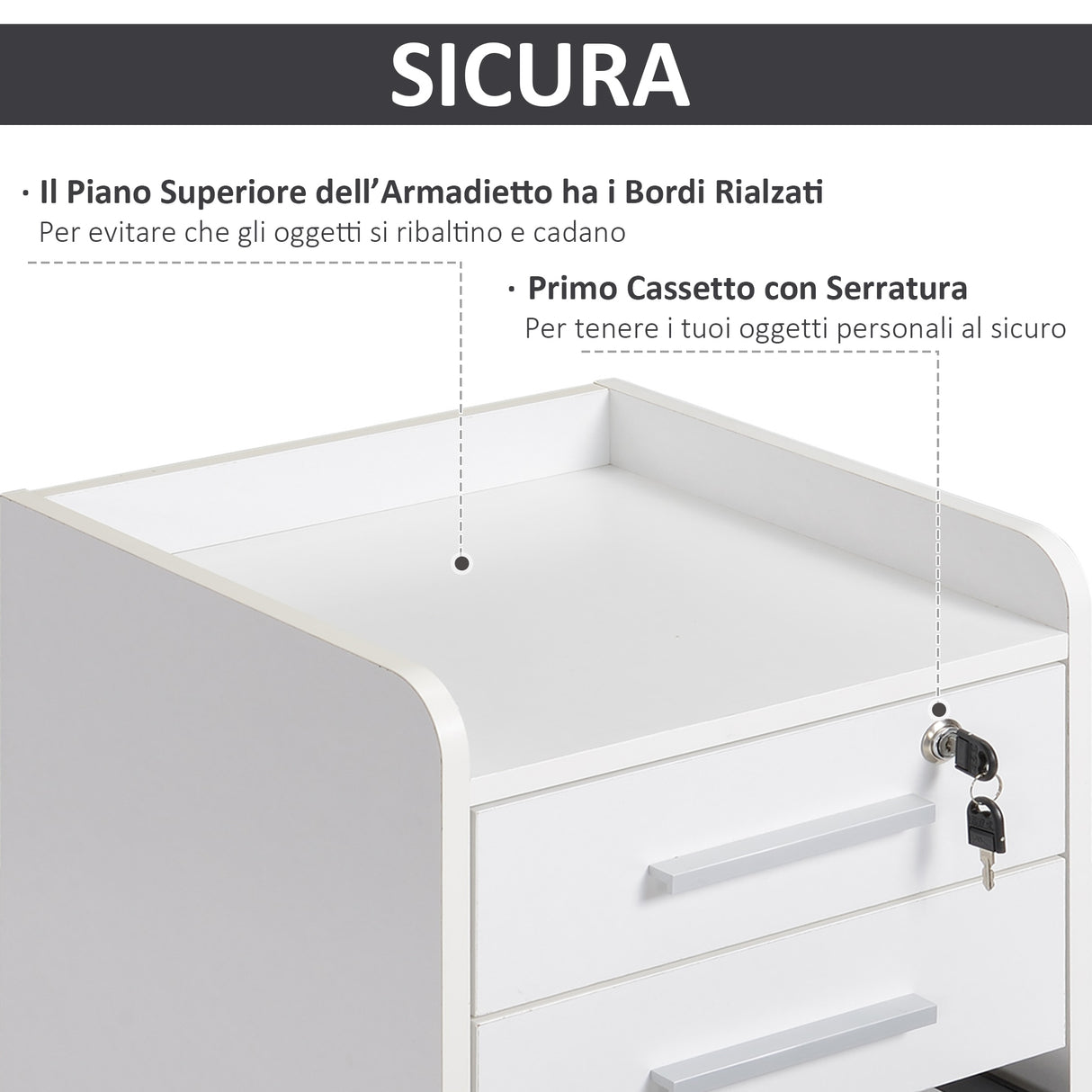 easycomfort easycomfort cassettiera da ufficio bianca in legno con chiavi e 3 cassetti ean 8054144130576