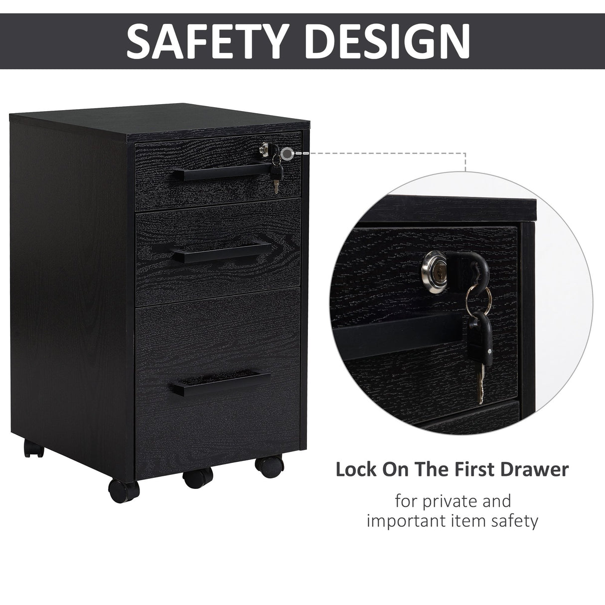 easycomfort easycomfort cassettiera portadocumenti da ufficio con 3 cassetti 5 ruote nero 39 2x40x65 4cm ean 8054111849296