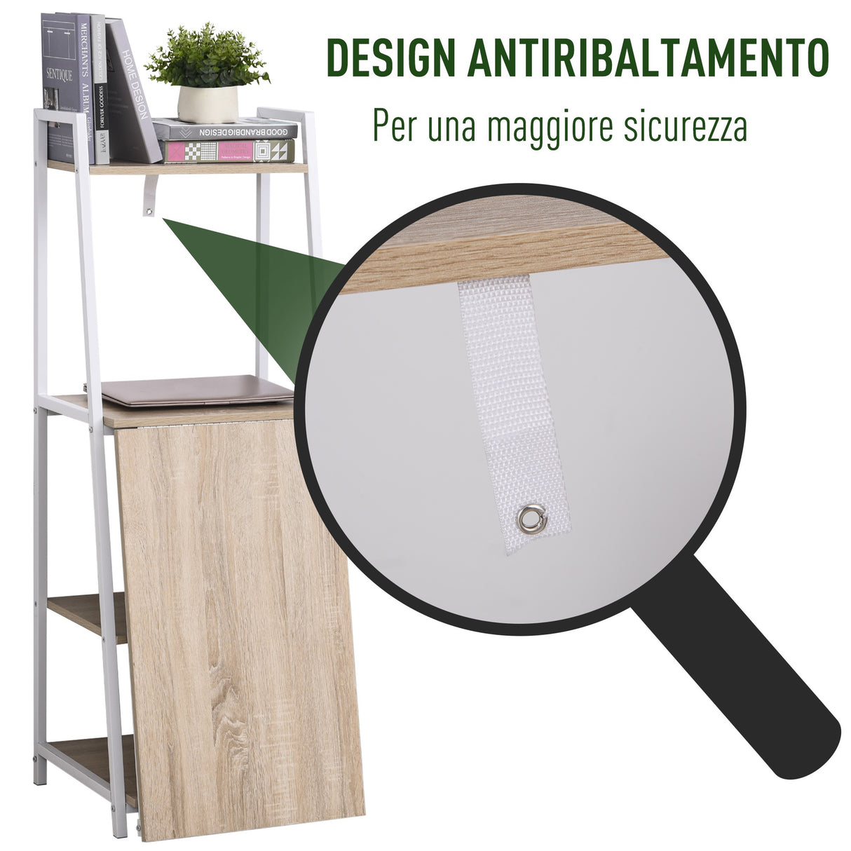 easycomfort easycomfort scrivania pieghevole con libreria salvaspazio in metallo bianco e rovere ean 8054144138176