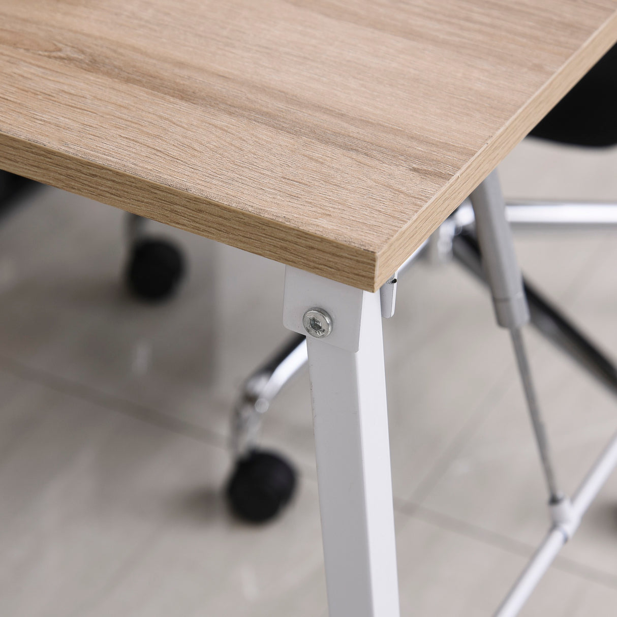 easycomfort easycomfort scrivania pieghevole con libreria salvaspazio in metallo bianco e rovere ean 8054144138176