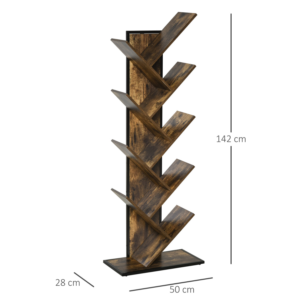 easycomfort easycomfort scaffale libreria design scaffale in legno ad albero in stile industriale con 10 ripiani color legno ean 8054111846301