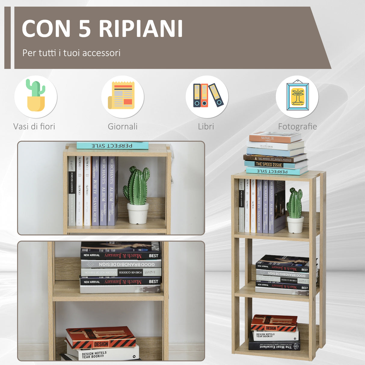 easycomfort easycomfort libreria scaffale in legno con 3 ripiani design antiribaltamento 40x29 2x87 9cm ean 8054111841306